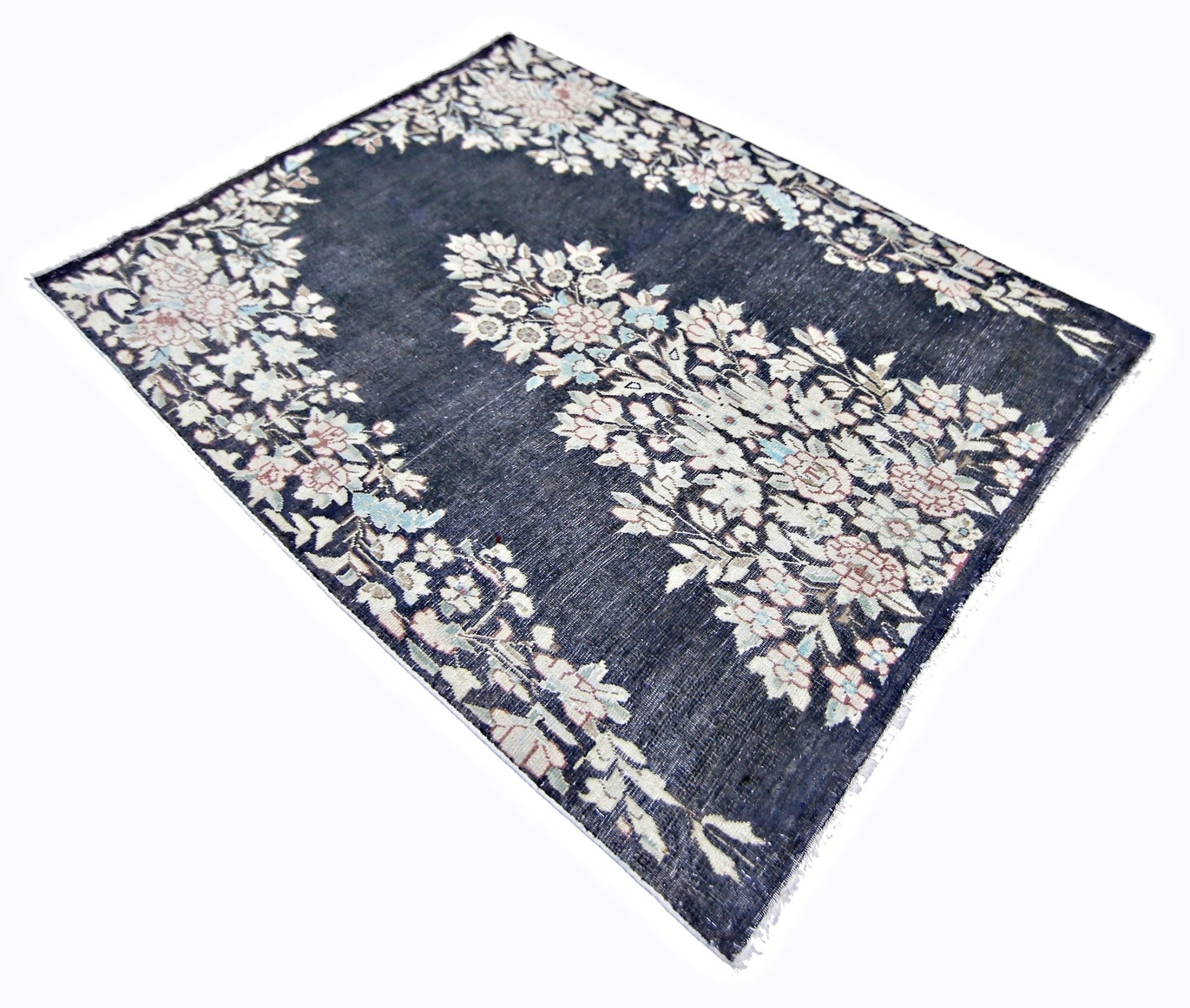 Handmade Vintage Persian Kerman Rug | 120 x 90 cm | 3'11" x 3' - Najaf Rugs & Textile