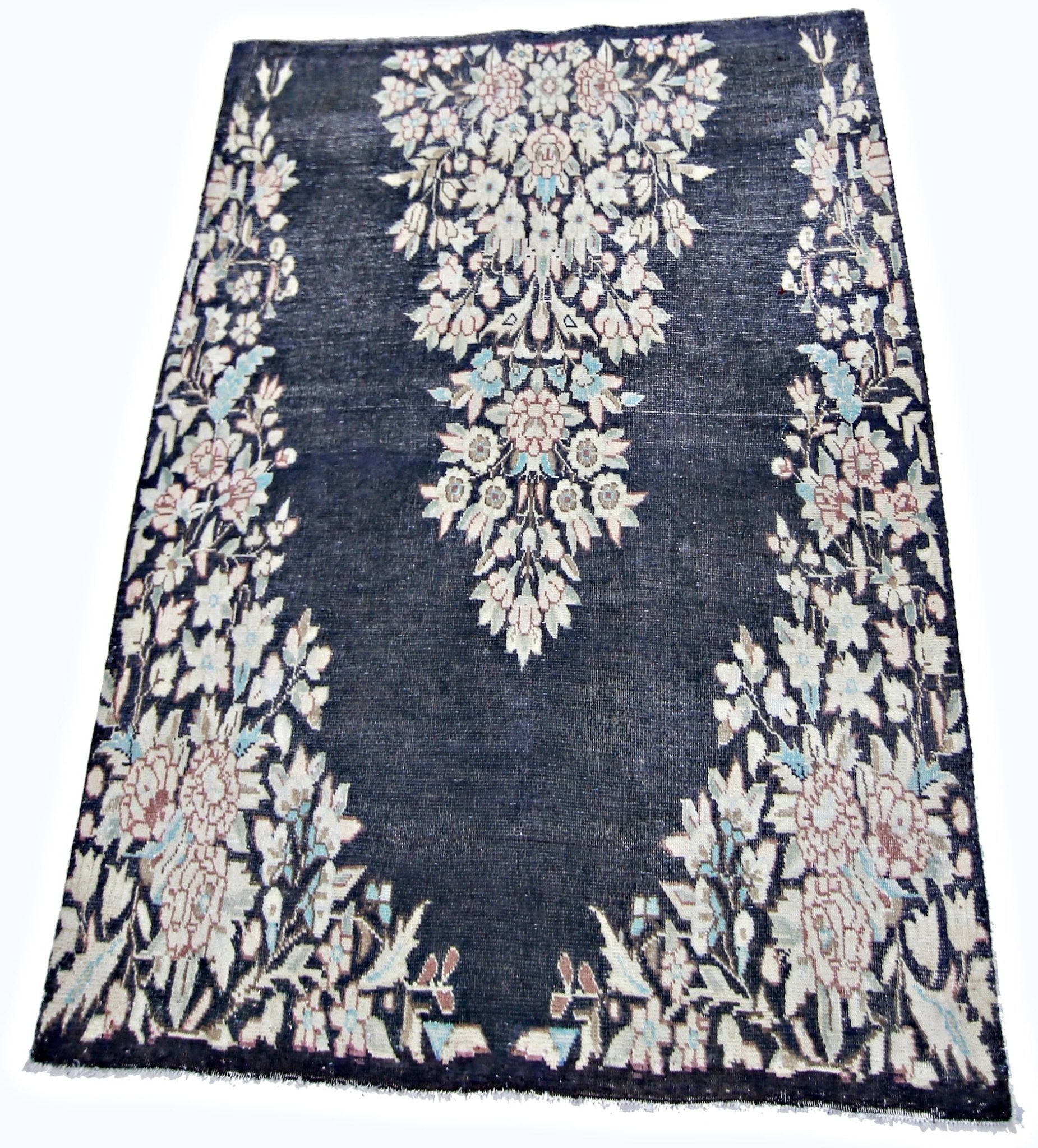 Handmade Vintage Persian Kerman Rug | 120 x 90 cm | 3'11" x 3' - Najaf Rugs & Textile