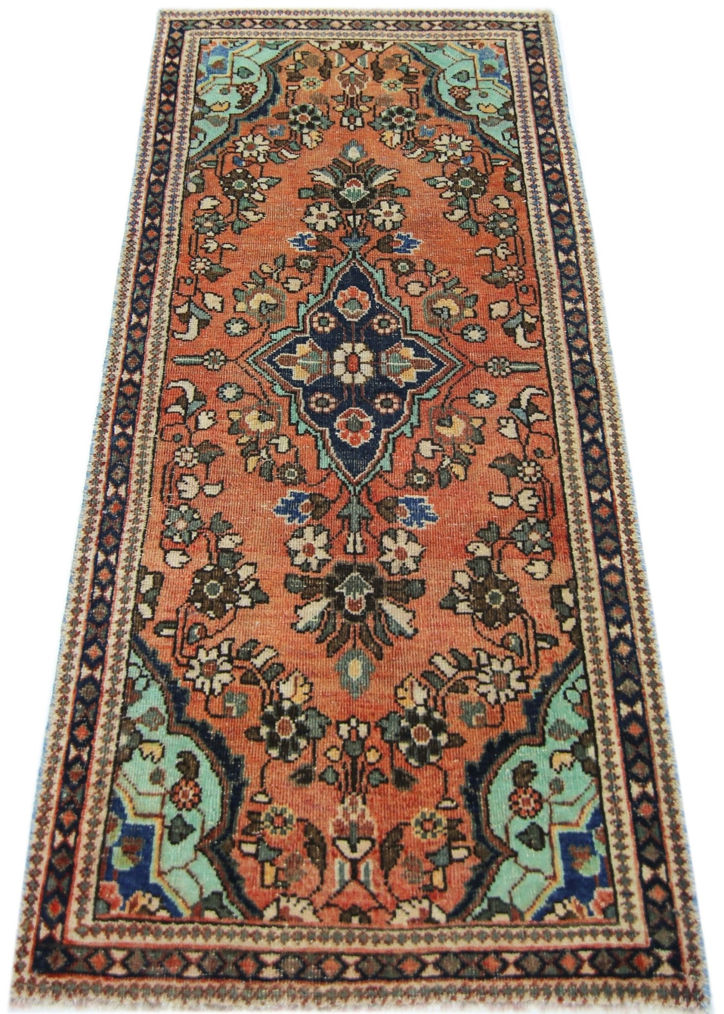 Handmade Vintage Persian Kerman Rug | 128 x 63 cm | 4'2" x 2'1" - Najaf Rugs & Textile