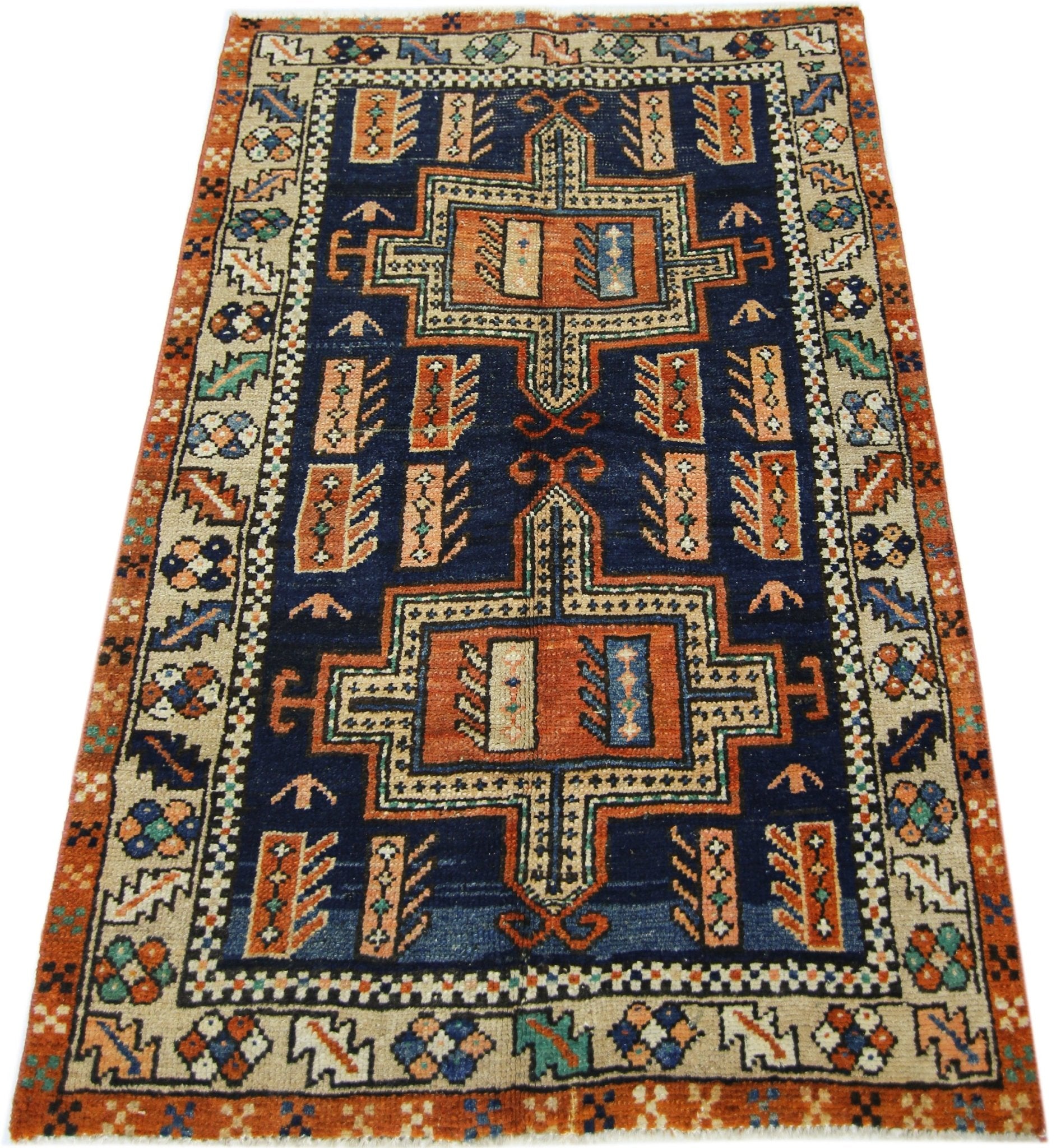 Handmade Vintage Persian Kerman Rug | 131 x 90 cm | 4'4" x 2'11" - Najaf Rugs & Textile