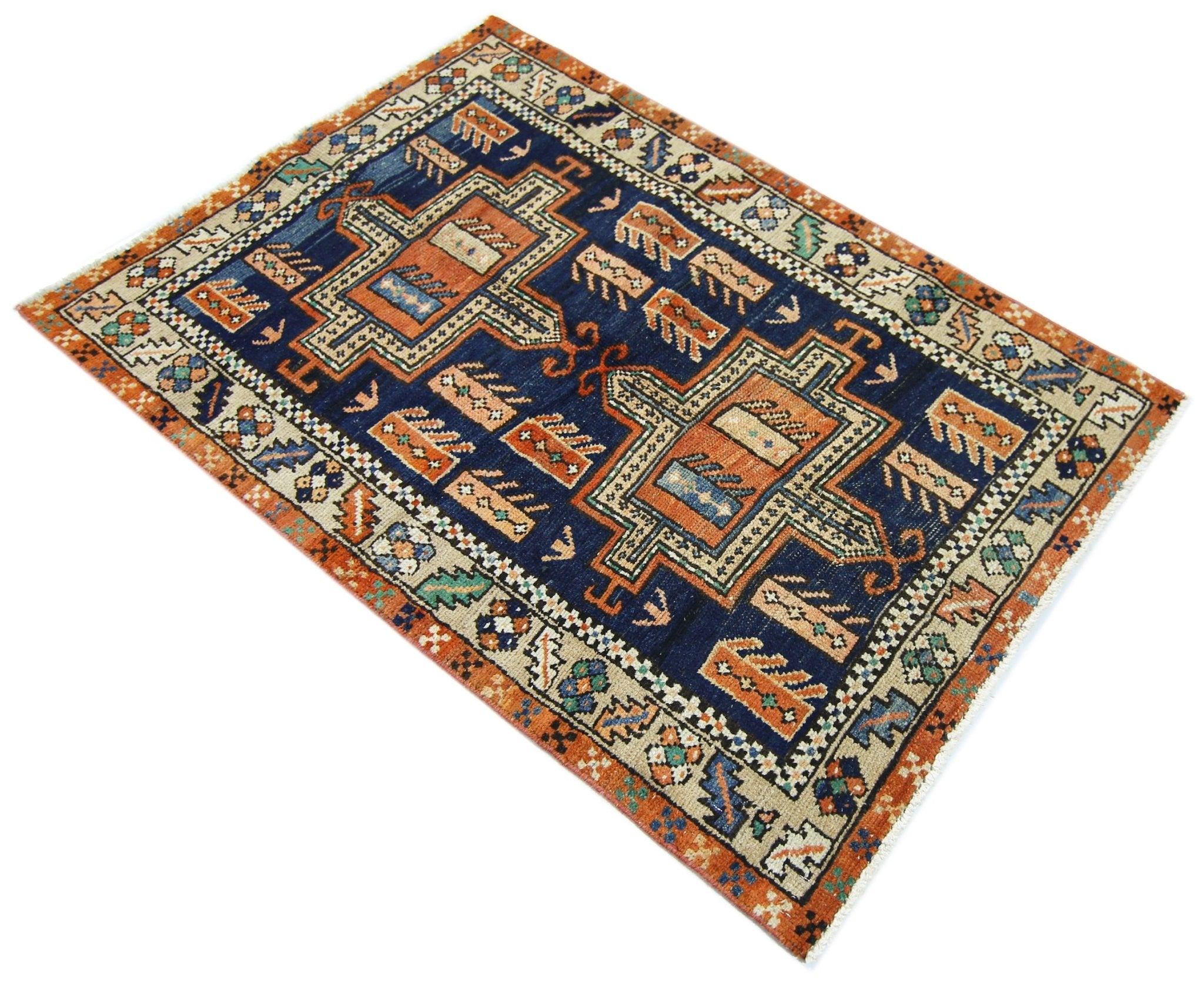 Handmade Vintage Persian Kerman Rug | 131 x 90 cm | 4'4" x 2'11" - Najaf Rugs & Textile