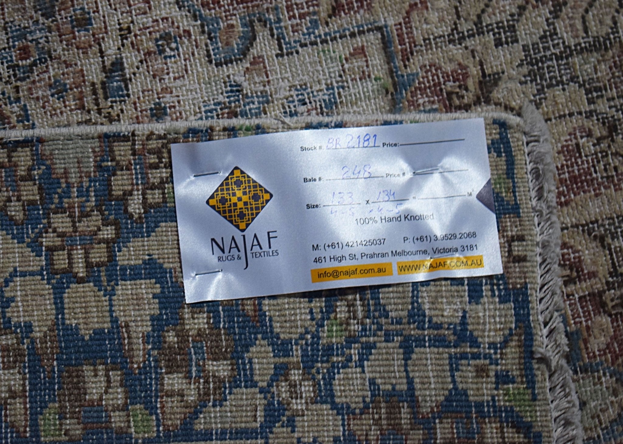 Handmade Vintage Persian Kerman Rug | 134 x 132 cm | 4'5" x 4'5" - Najaf Rugs & Textile