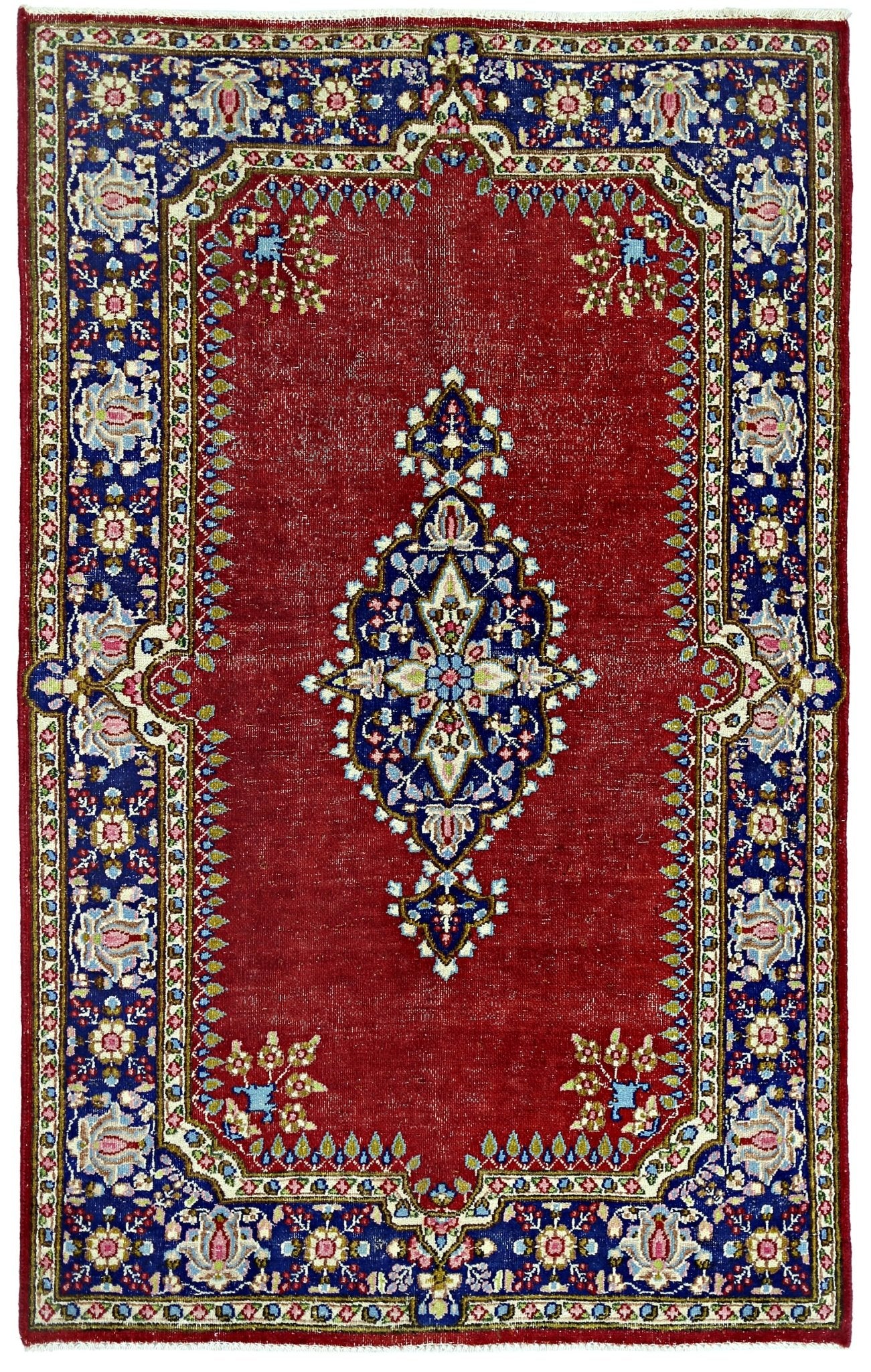 Handmade Vintage Persian Kerman Rug | 148 x 92 cm | 4'10" x 3' - Najaf Rugs & Textile