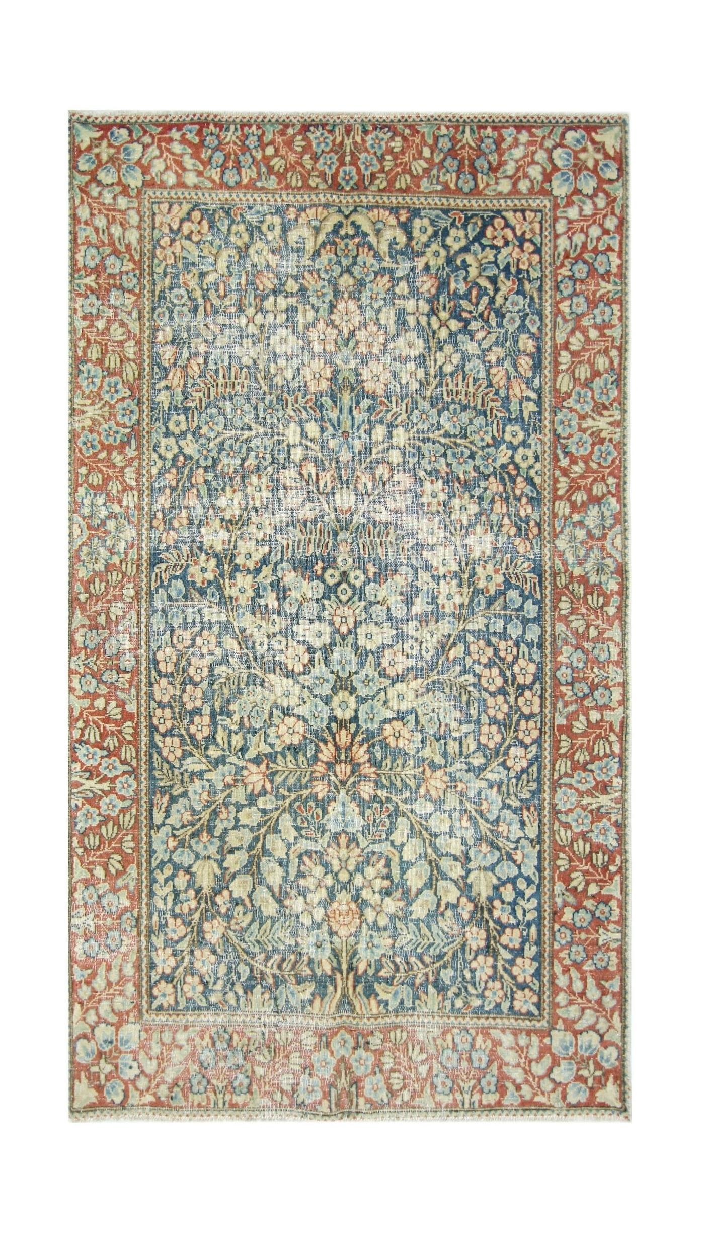Handmade Vintage Persian Kerman Rug | 156 x 86 cm | 5'1" x 2'10" - Najaf Rugs & Textile