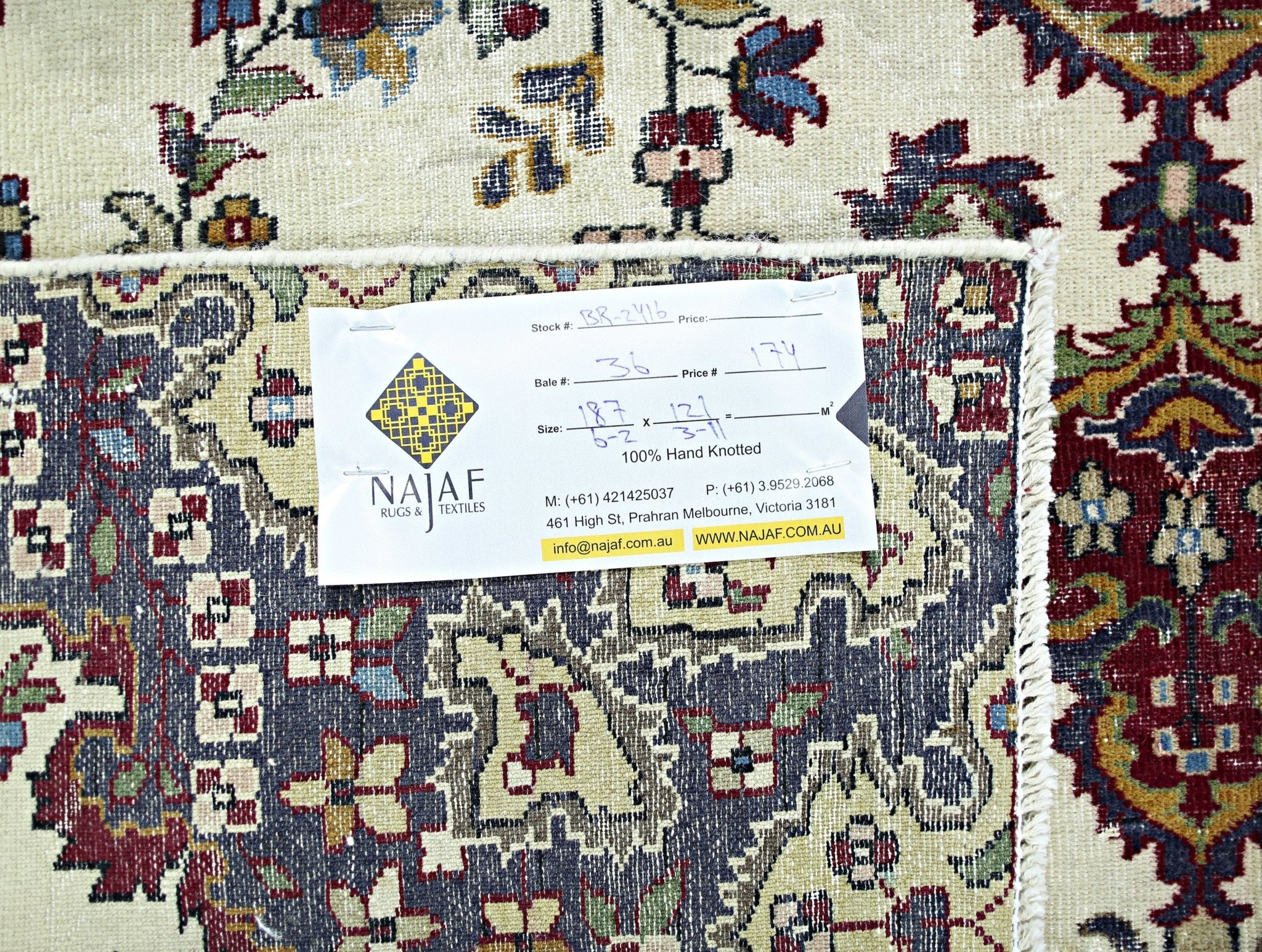 Handmade Vintage Persian Kerman Rug | 187 x 121 cm | 6'2" x 3'11" - Najaf Rugs & Textile