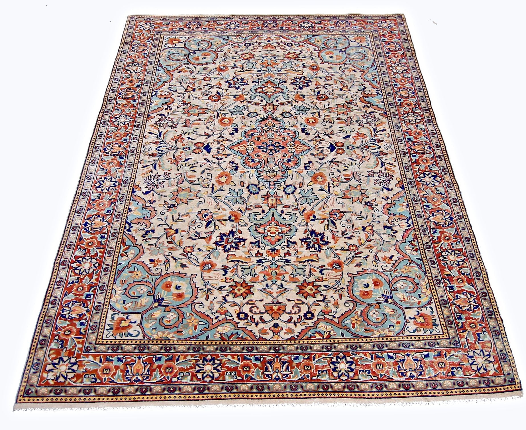 Handmade Vintage Persian Kerman Rug | 196 x 134 cm | 6'5" x 4'5" - Najaf Rugs & Textile