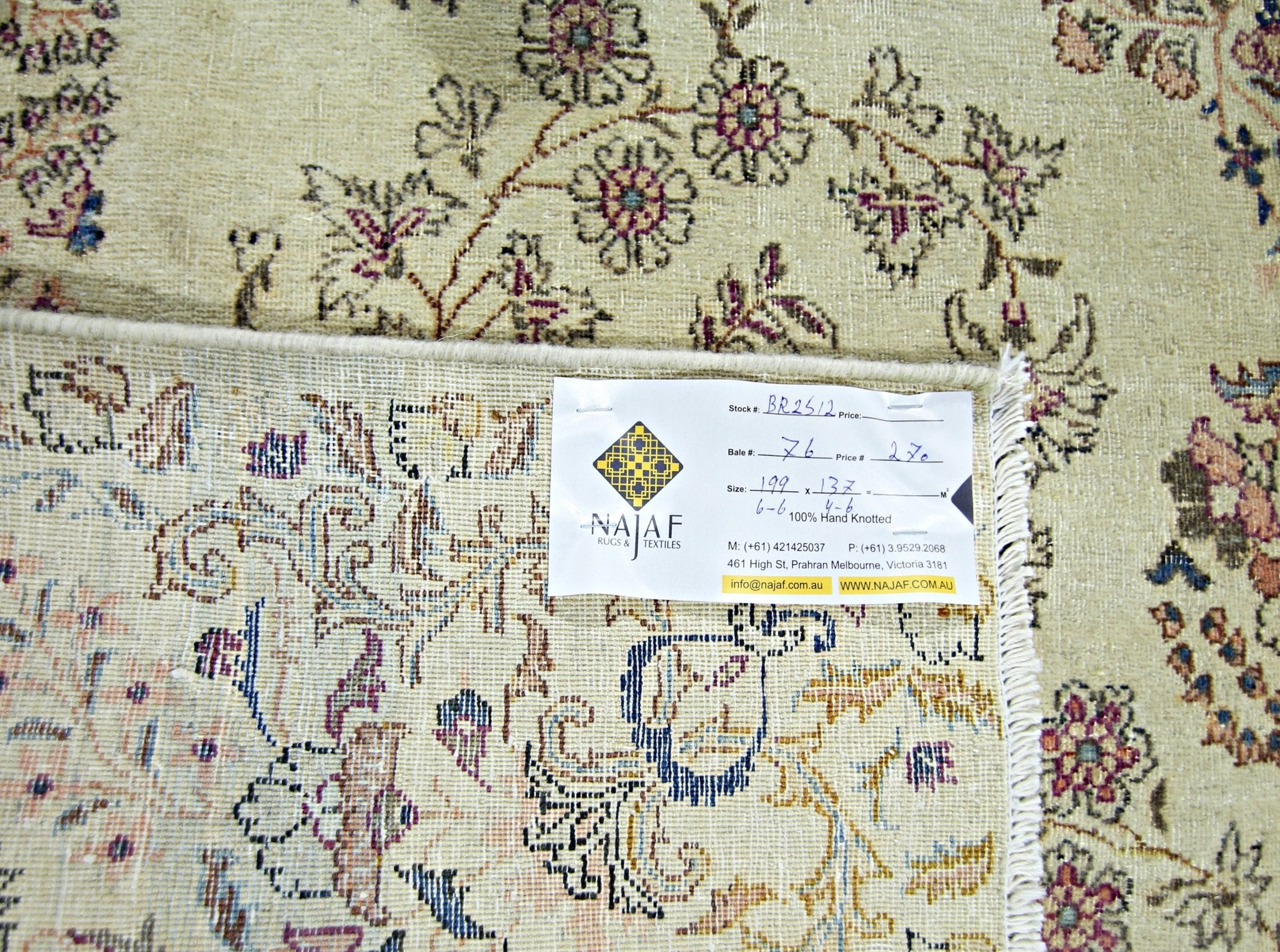 Handmade Vintage Persian Kerman Rug | 199 x 137 cm | 6'6" x 4'6" - Najaf Rugs & Textile