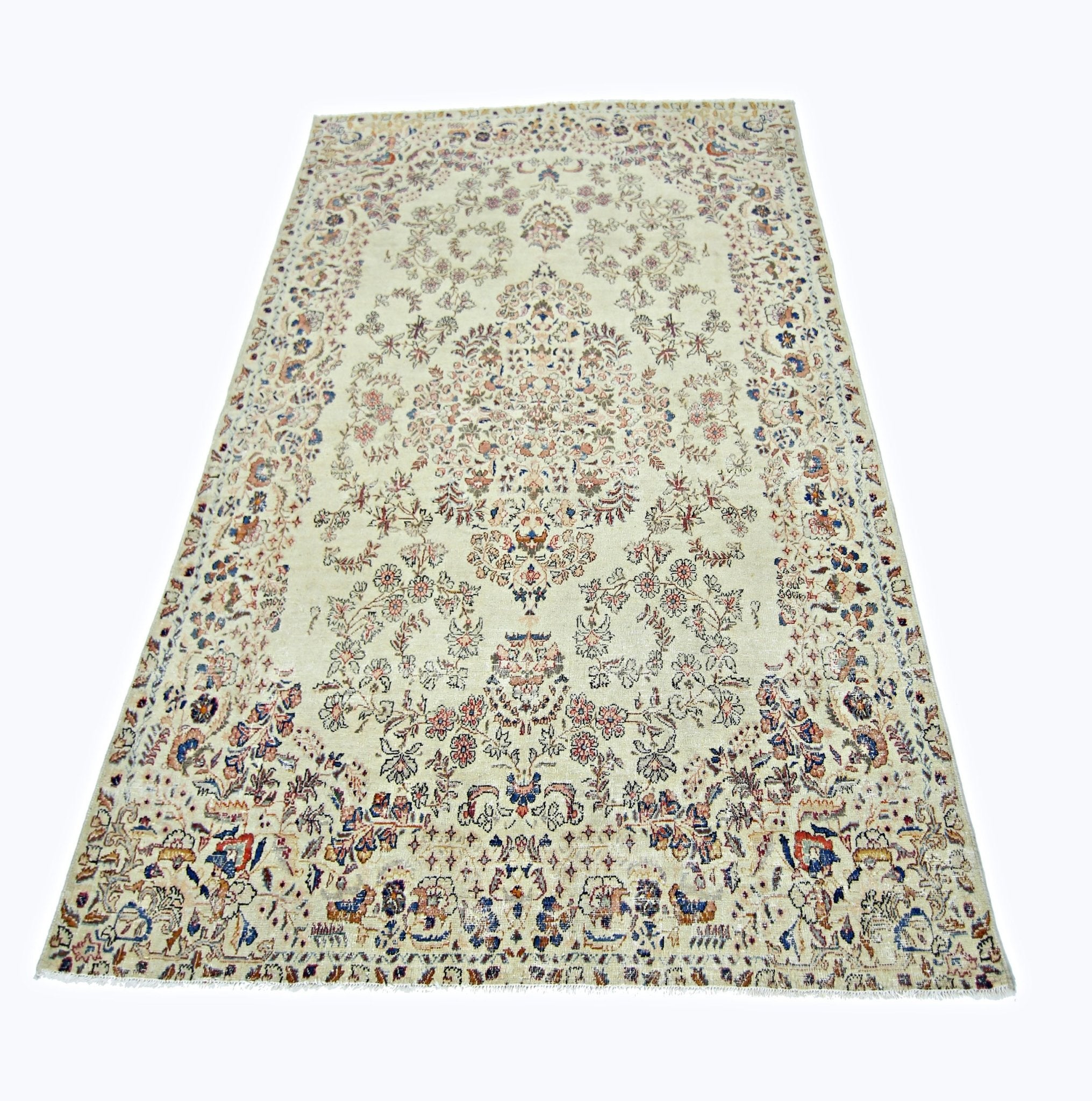 Handmade Vintage Persian Kerman Rug | 199 x 137 cm | 6'6" x 4'6" - Najaf Rugs & Textile