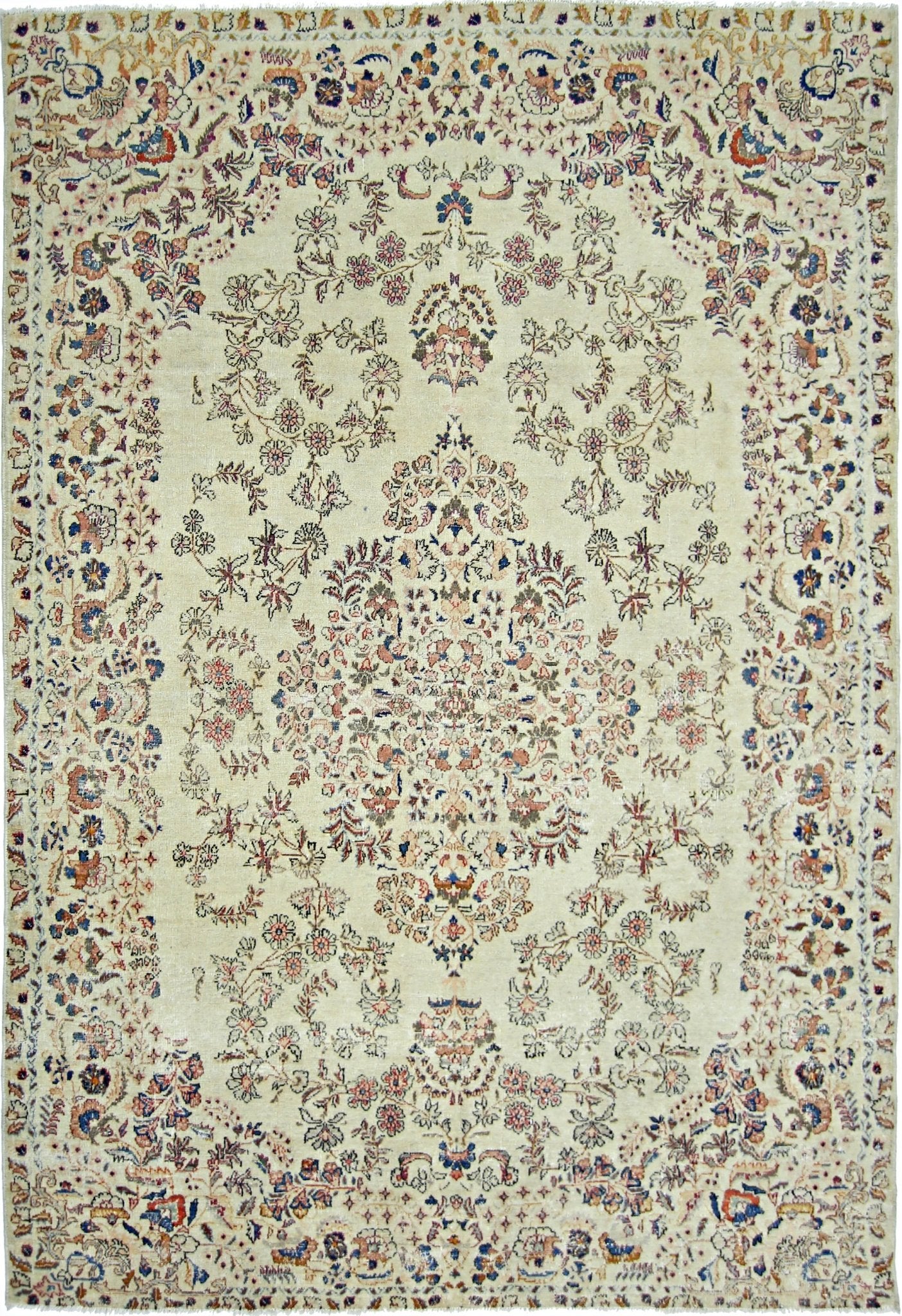 Handmade Vintage Persian Kerman Rug | 199 x 137 cm | 6'6" x 4'6" - Najaf Rugs & Textile