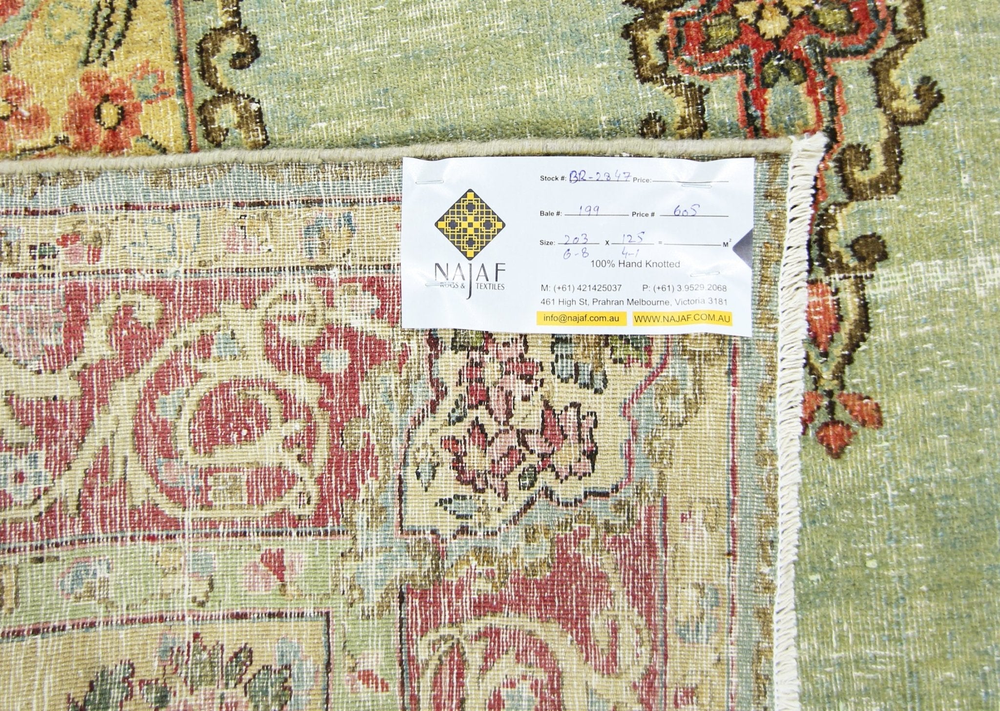 Handmade Vintage Persian Kerman Rug | 203 x 125 cm | 6'8" x 4'1" - Najaf Rugs & Textile