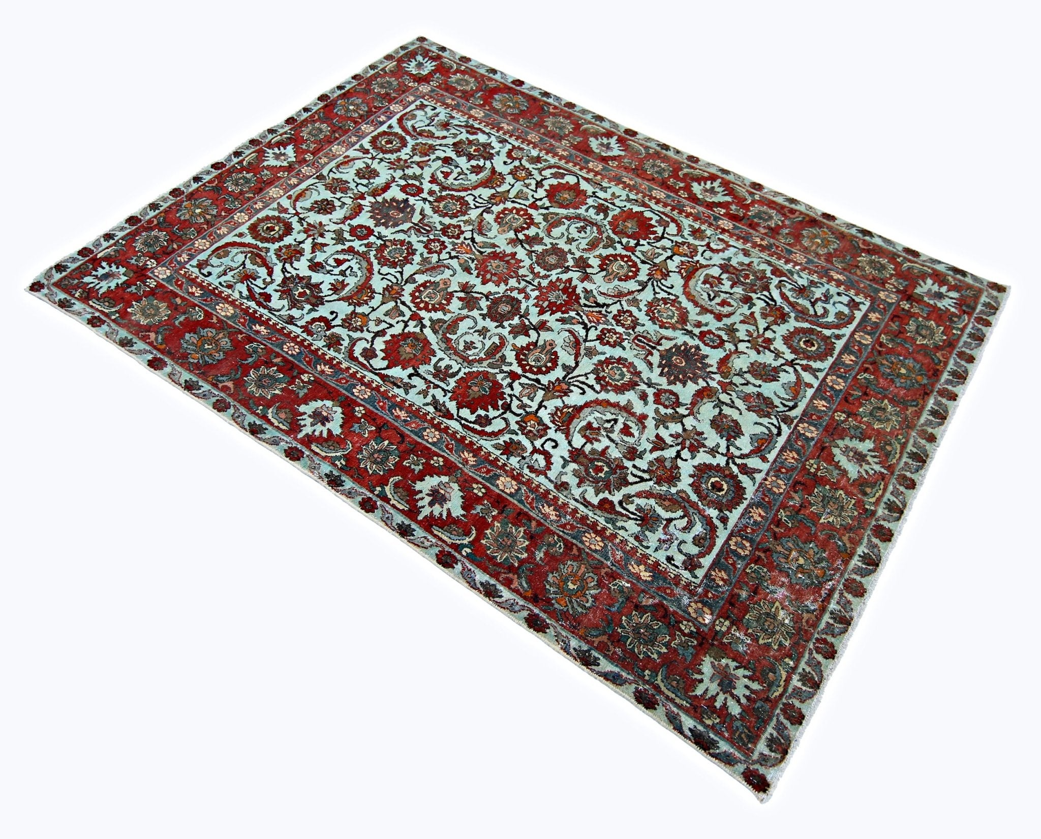 Handmade Vintage Persian Kerman Rug | 204 x 139 cm | 6'8" x 4'7" - Najaf Rugs & Textile