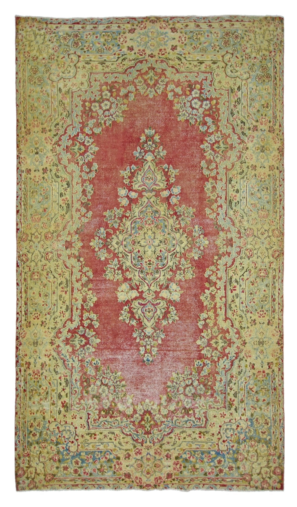 Handmade Vintage Persian Kerman Rug | 219 x 120 cm | 7'2" x 3'11" - Najaf Rugs & Textile