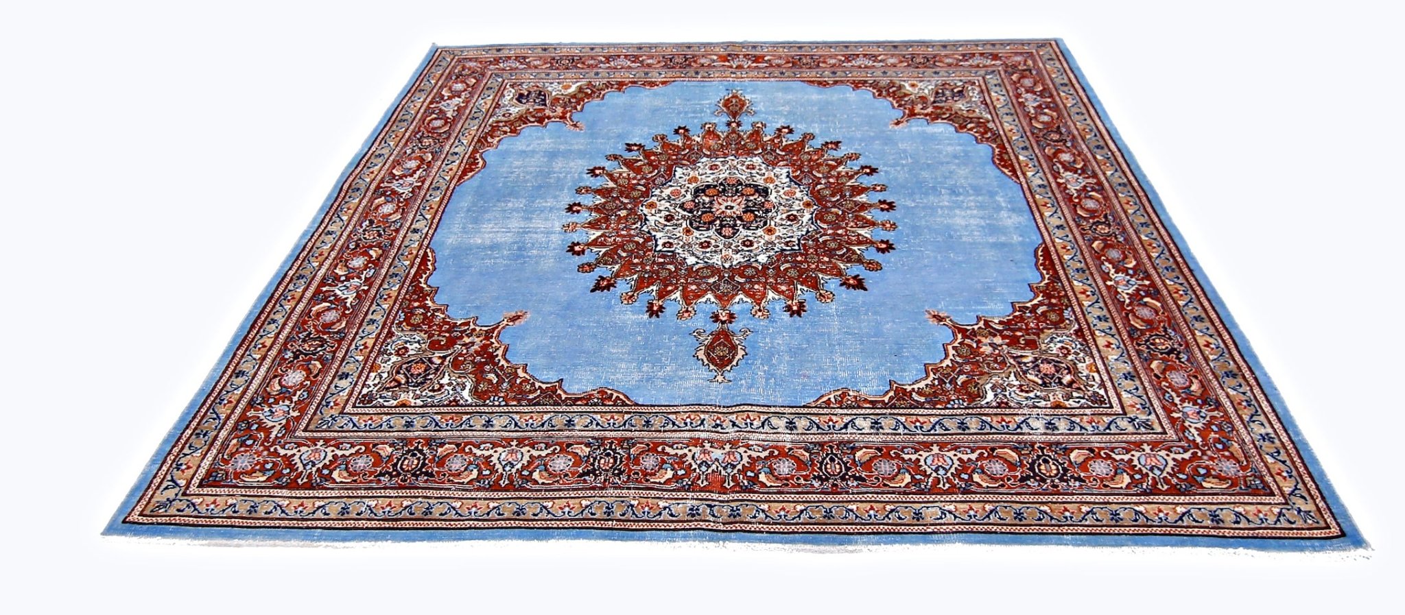 Handmade Vintage Persian Kerman Rug | 219 x 207 cm | 7'2" x 6'9" - Najaf Rugs & Textile