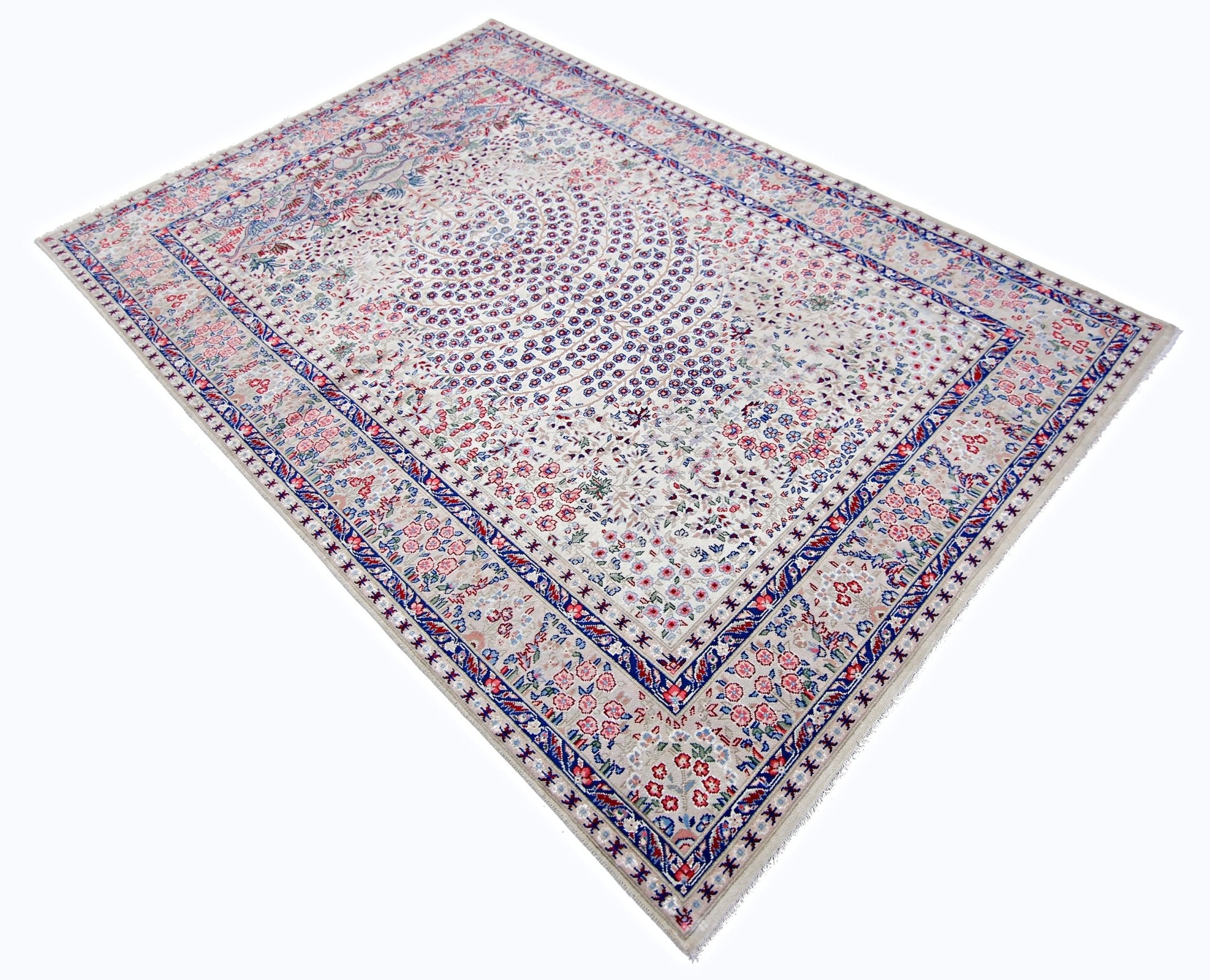 Handmade Vintage Persian Kerman Rug | 226 x 153 cm | 7'5" x 5' - Najaf Rugs & Textile