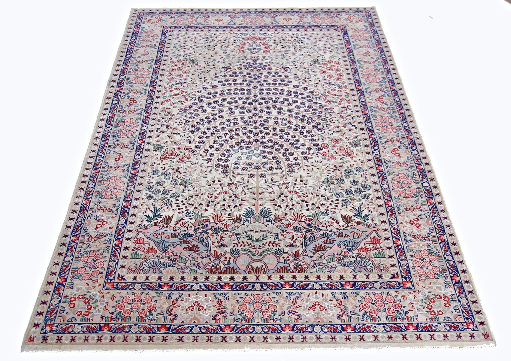 Handmade Vintage Persian Kerman Rug | 226 x 153 cm | 7'5" x 5' - Najaf Rugs & Textile