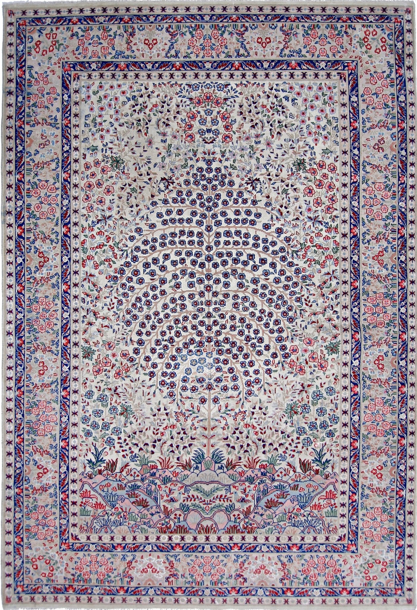 Handmade Vintage Persian Kerman Rug | 226 x 153 cm | 7'5" x 5' - Najaf Rugs & Textile