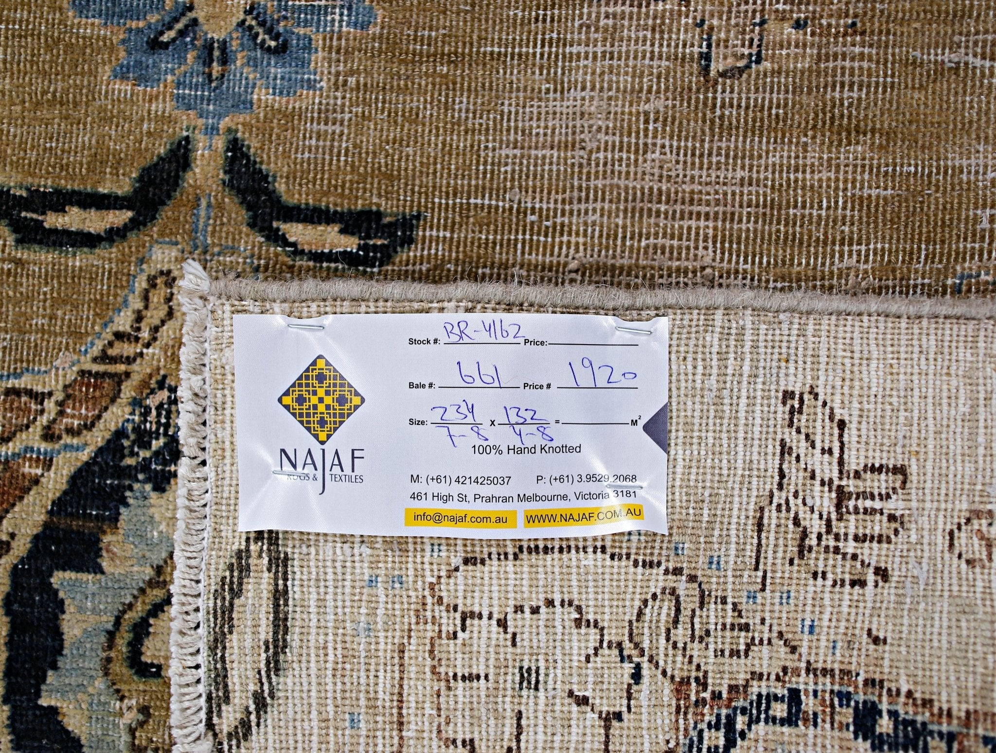 Handmade Vintage Persian Kerman Rug | 234 x 132 cm | 7'8 x 4'8" - Najaf Rugs & Textile