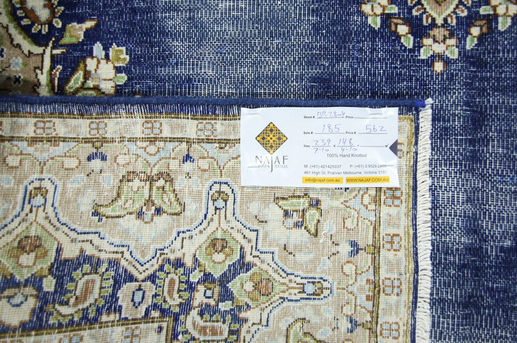 Handmade Vintage Persian Kerman Rug | 239 x 148 cm | 7'10" x 4'10" - Najaf Rugs & Textile