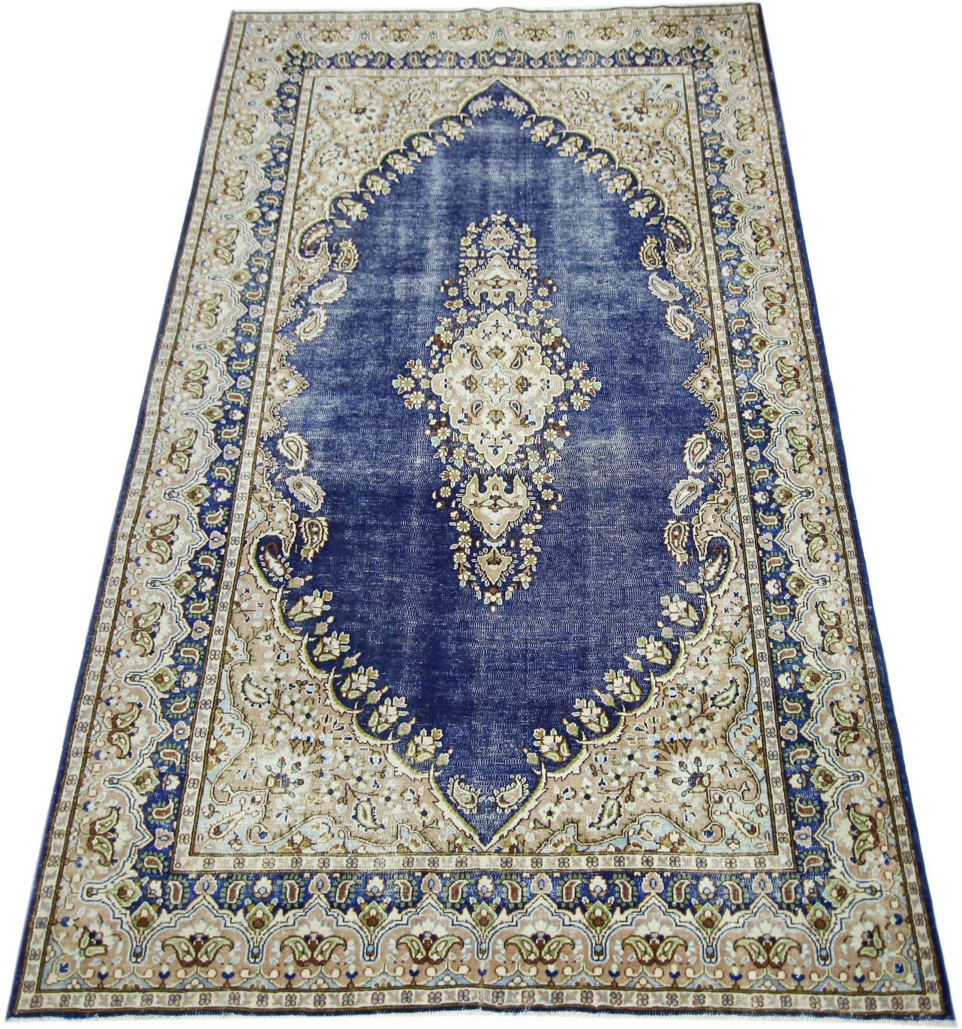 Handmade Vintage Persian Kerman Rug | 239 x 148 cm | 7'10" x 4'10" - Najaf Rugs & Textile