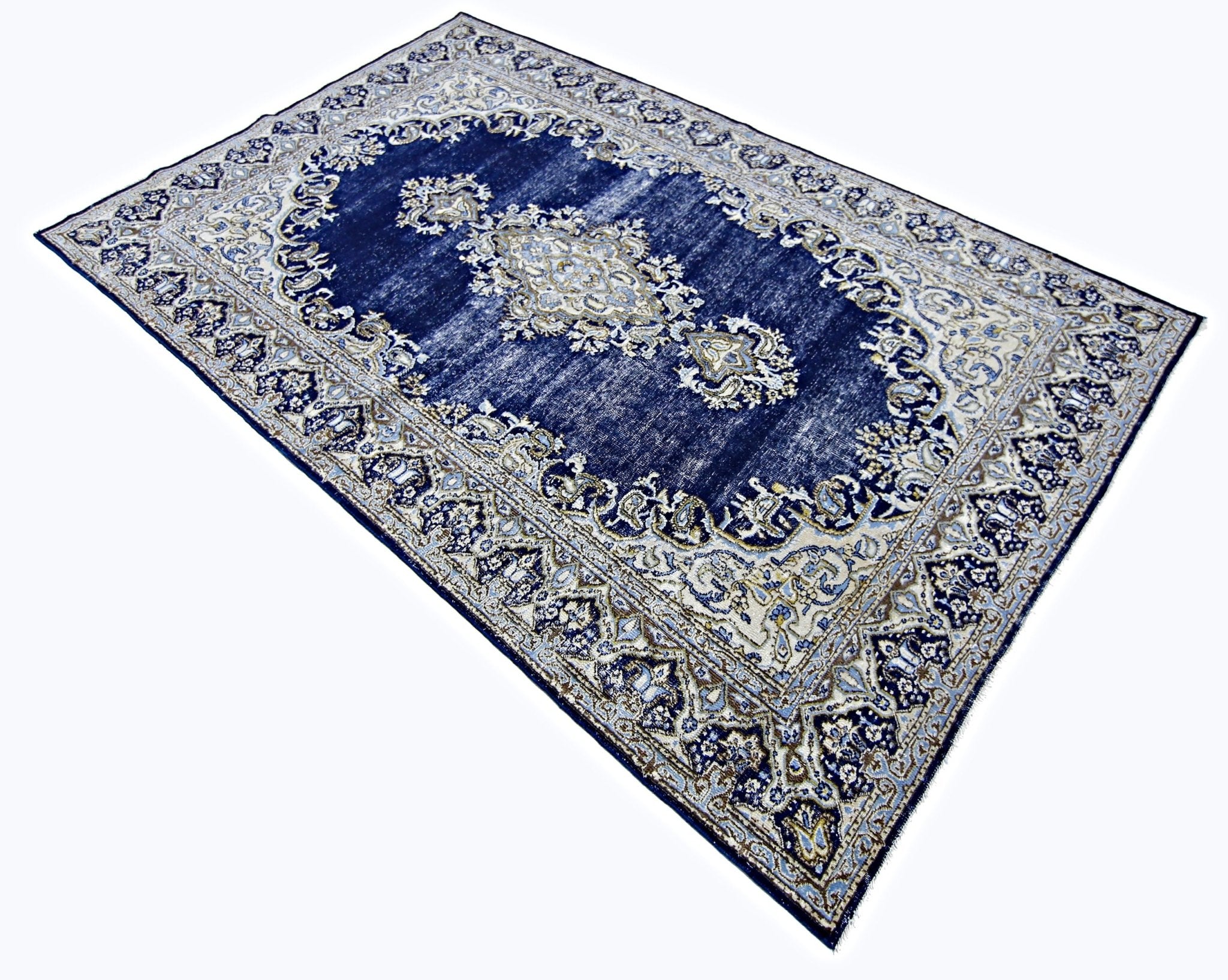 Handmade Vintage Persian Kerman Rug | 242 x 149 cm | 7'11" x 4'11" - Najaf Rugs & Textile