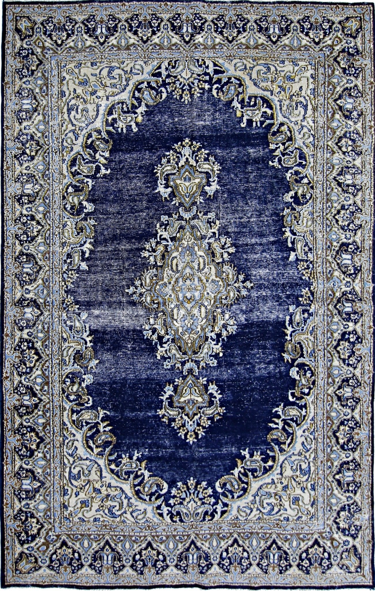 Handmade Vintage Persian Kerman Rug | 242 x 149 cm | 7'11" x 4'11" - Najaf Rugs & Textile