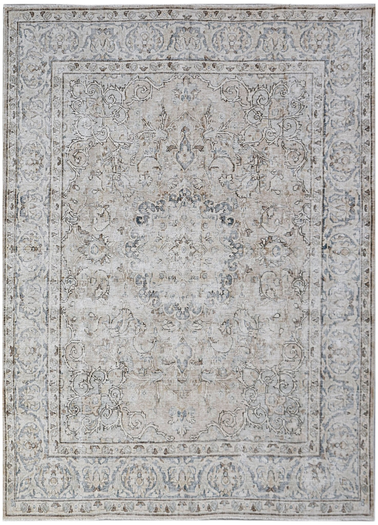 Handmade Vintage Persian Kerman Rug | 243 x 190 cm | 8' x 6'3" - Najaf Rugs & Textile