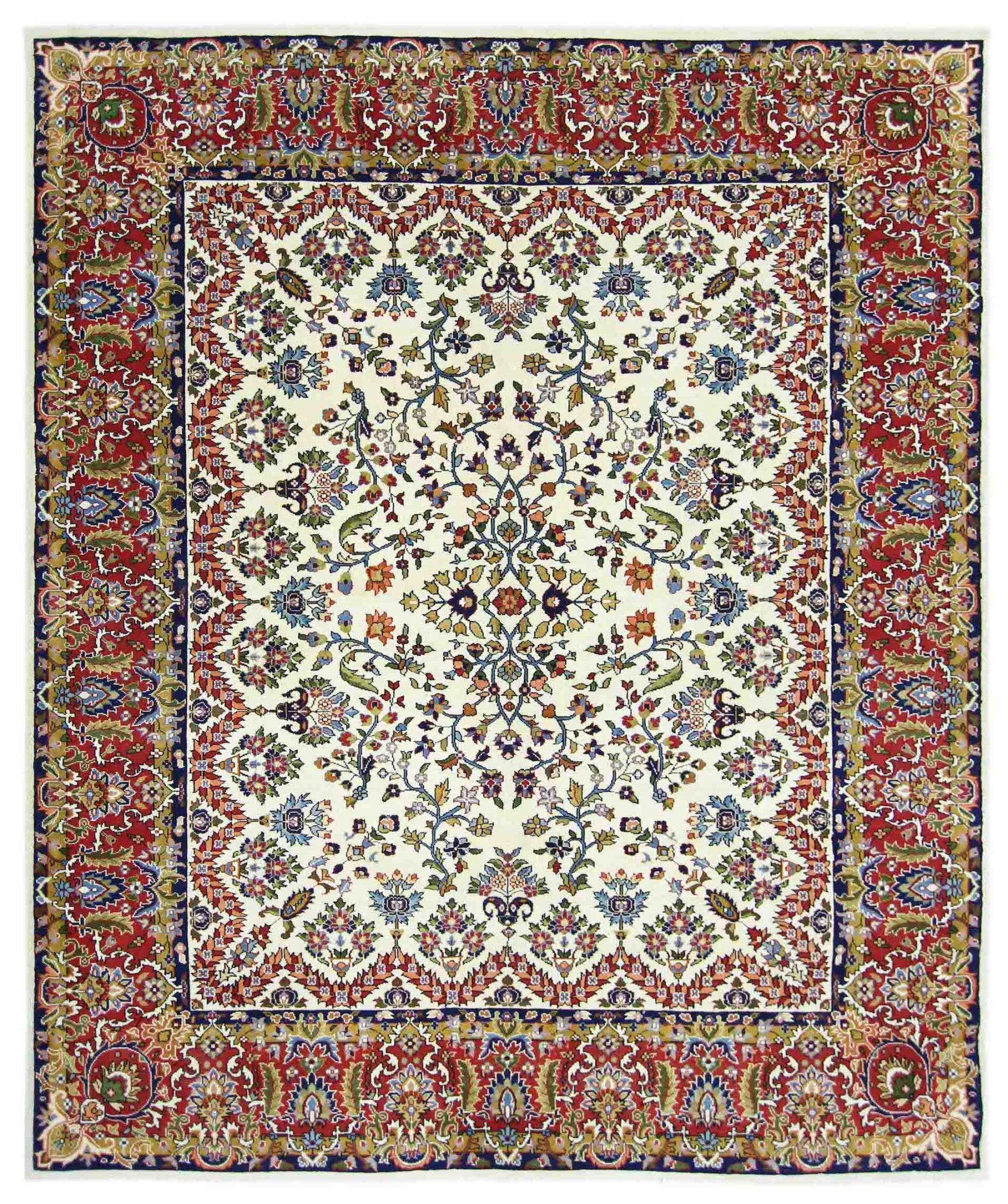 Handmade Vintage Persian Kerman Rug | 251 x 200 cm | 8'3" x 6'7" - Najaf Rugs & Textile