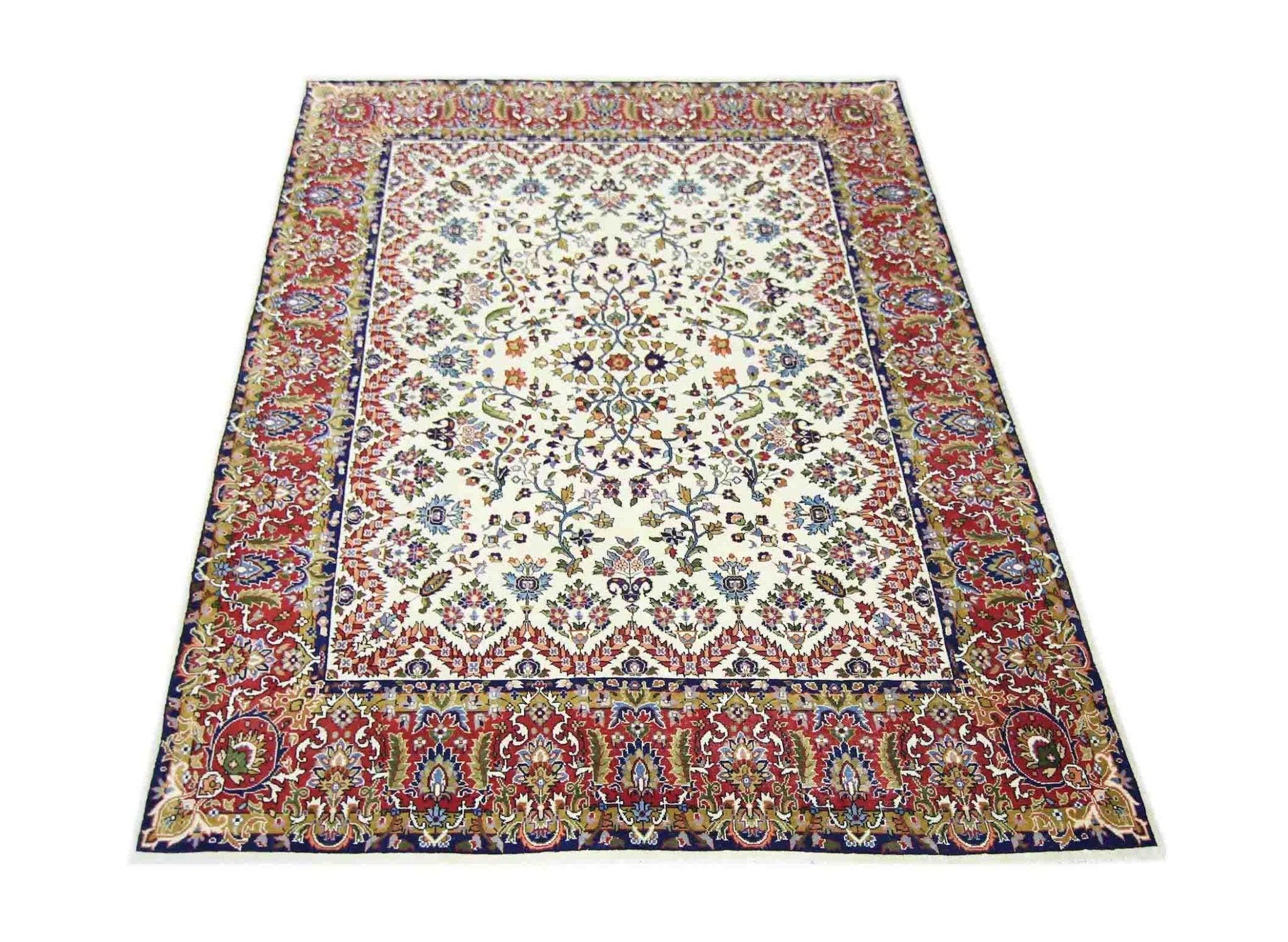 Handmade Vintage Persian Kerman Rug | 251 x 200 cm | 8'3" x 6'7" - Najaf Rugs & Textile