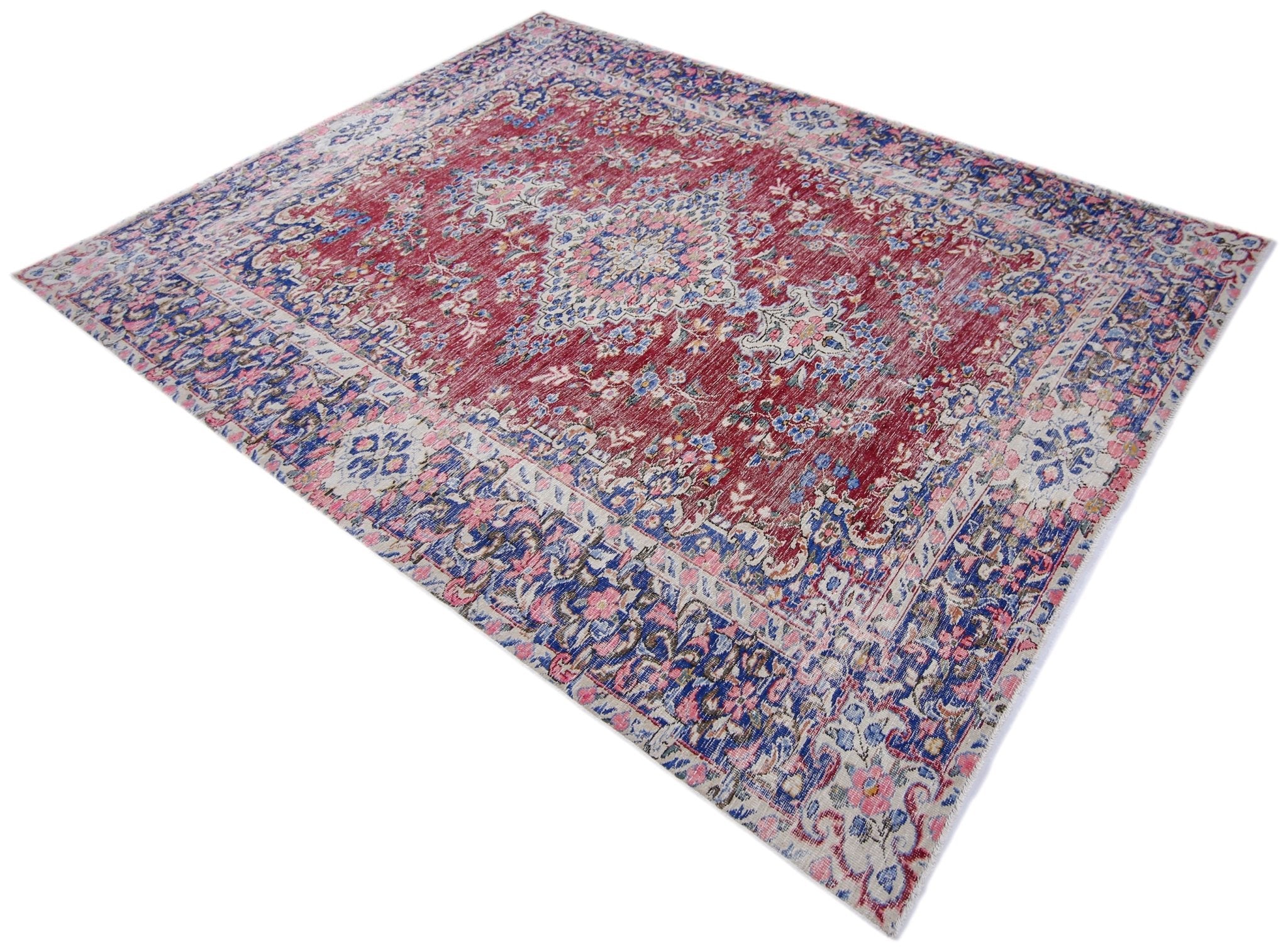 Handmade Vintage Persian Kerman Rug | 262 x 196 cm | 8'7" x 6'5" - Najaf Rugs & Textile