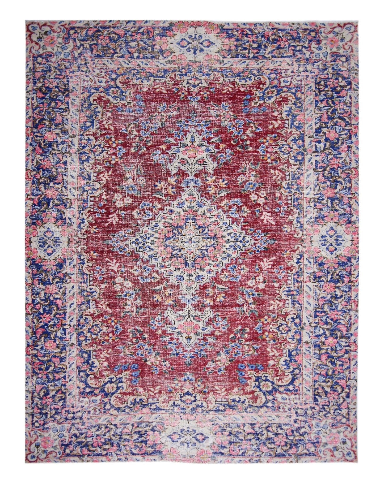 Handmade Vintage Persian Kerman Rug | 262 x 196 cm | 8'7" x 6'5" - Najaf Rugs & Textile