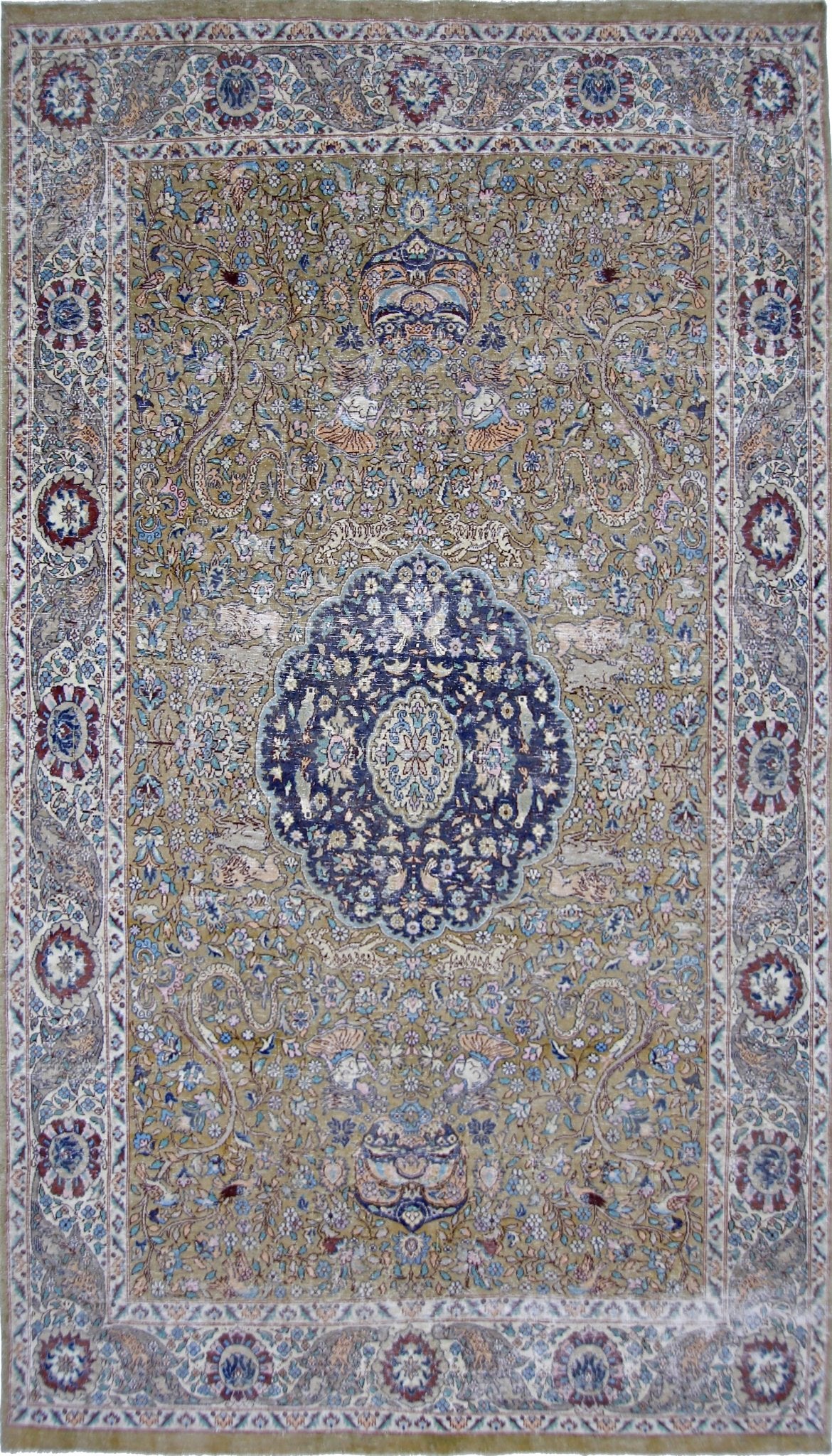 Handmade Vintage Persian Kerman Rug | 265 x 151 cm | 8'8 x 4'11" - Najaf Rugs & Textile