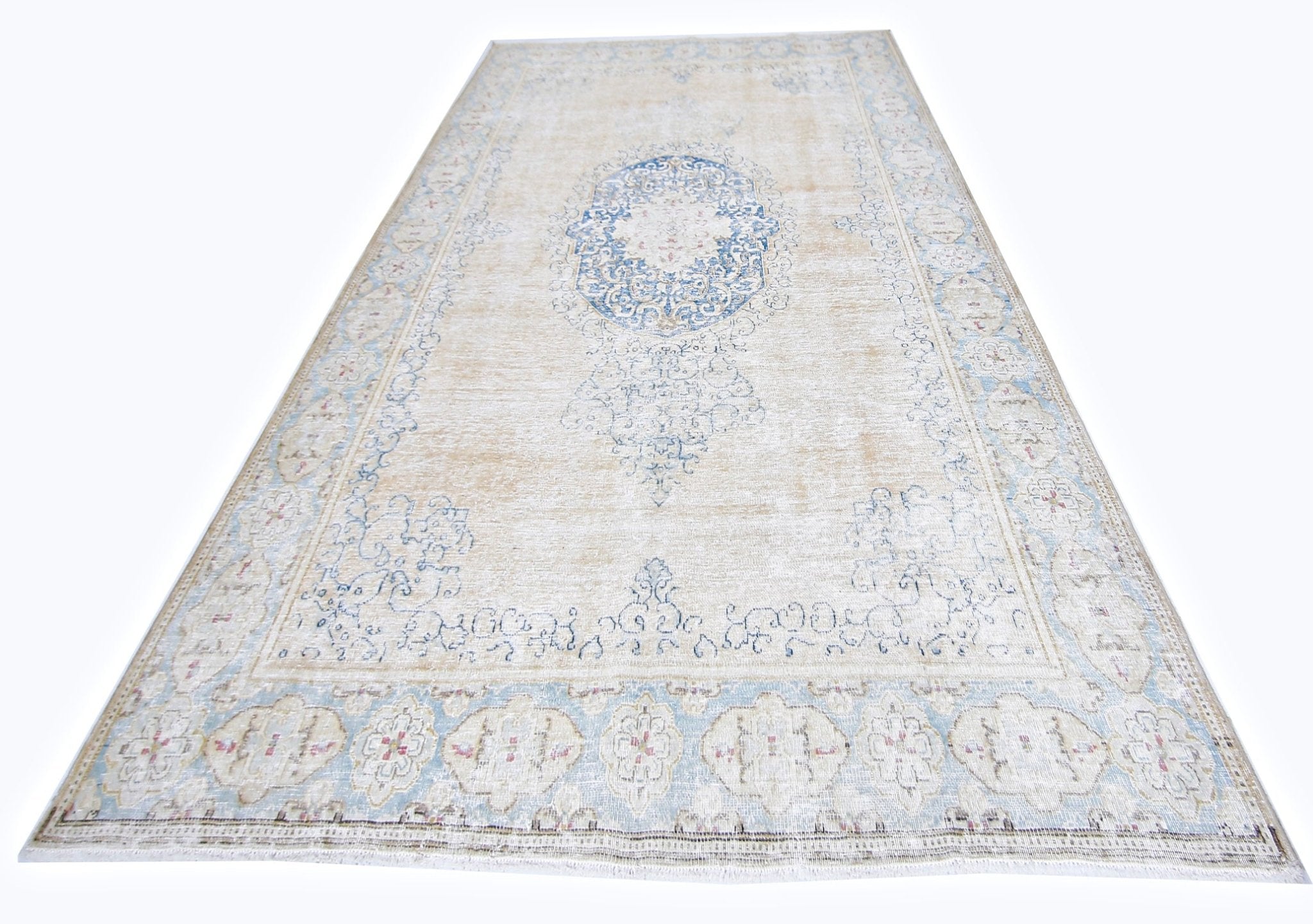 Handmade Vintage Persian Kerman Rug | 265 x 177 cm | 8'8" x 5'10" - Najaf Rugs & Textile