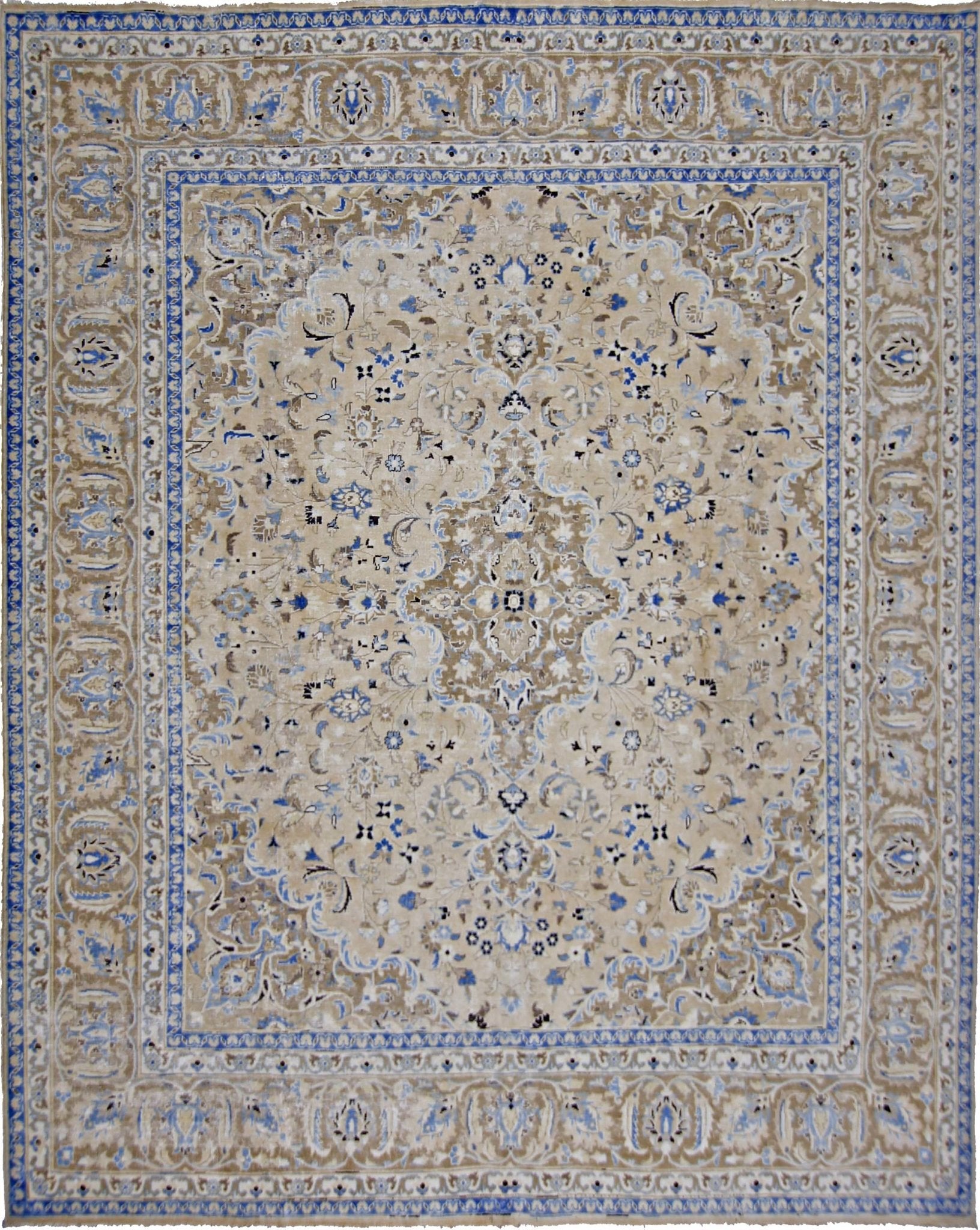 Handmade Vintage Persian Kerman Rug | 281 x 249 cm | 9'3" x 8'2" - Najaf Rugs & Textile