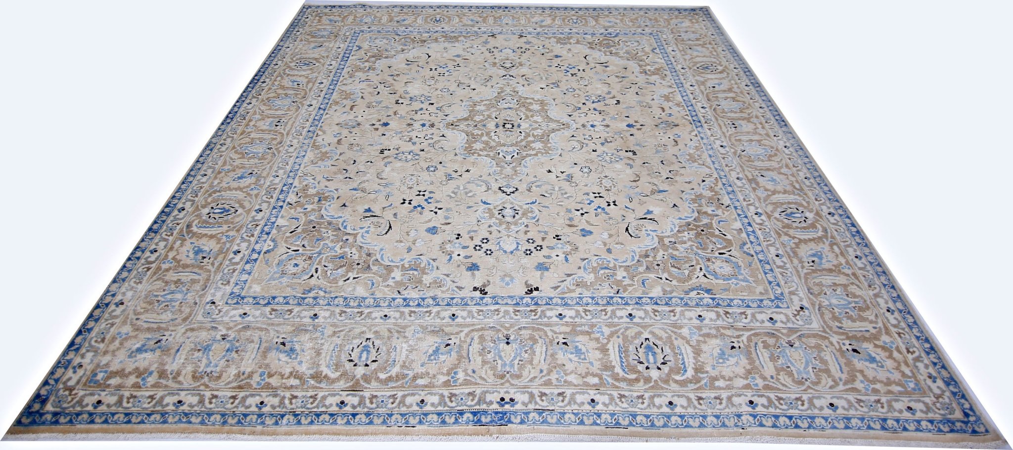 Handmade Vintage Persian Kerman Rug | 281 x 249 cm | 9'3" x 8'2" - Najaf Rugs & Textile
