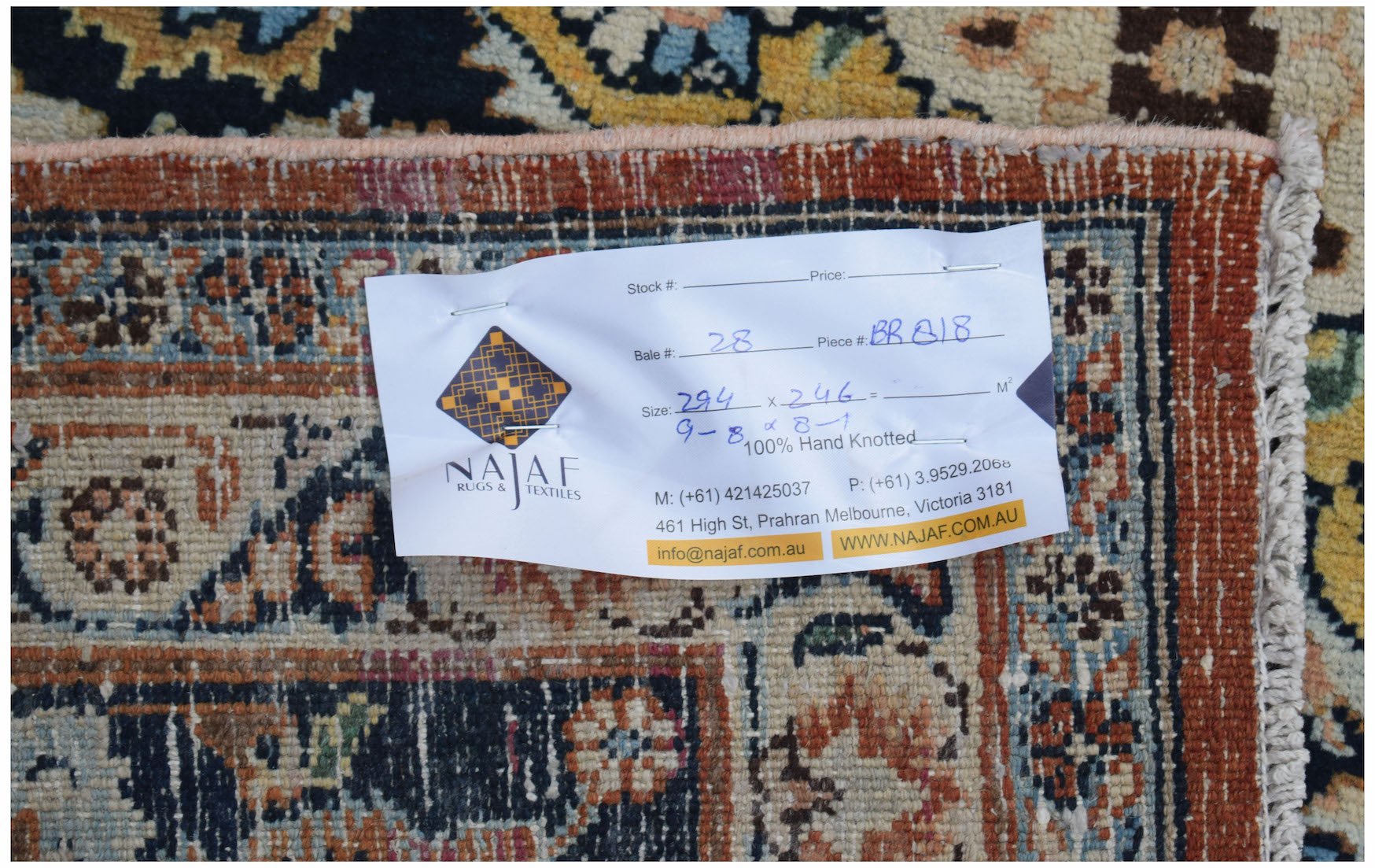 Handmade Vintage Persian Kerman Rug | 294 x 246 cm | 9'8" x 8'1" - Najaf Rugs & Textile