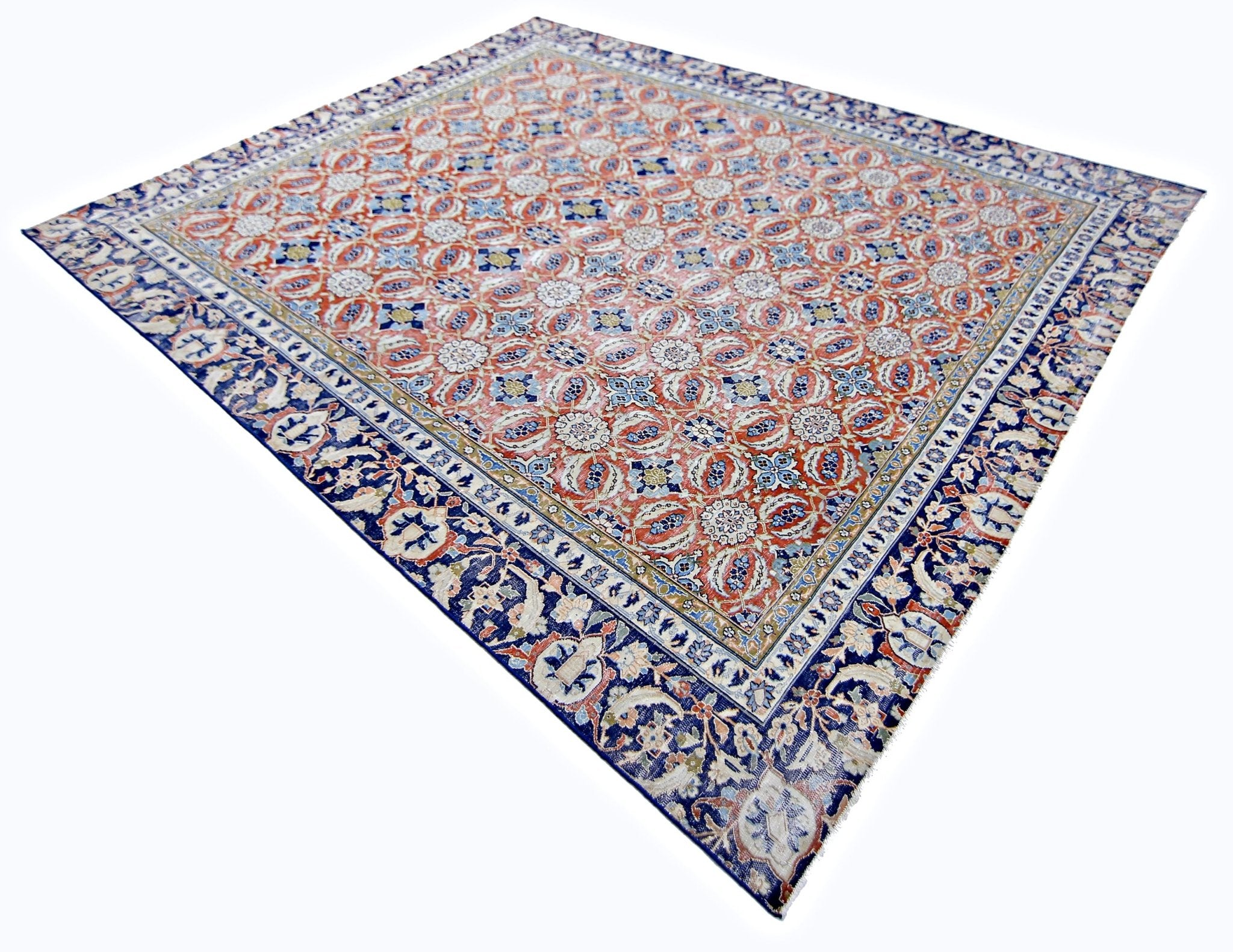 Handmade Vintage Persian Kerman Rug | 306 x 251 cm | 10'1" x 8'3" - Najaf Rugs & Textile