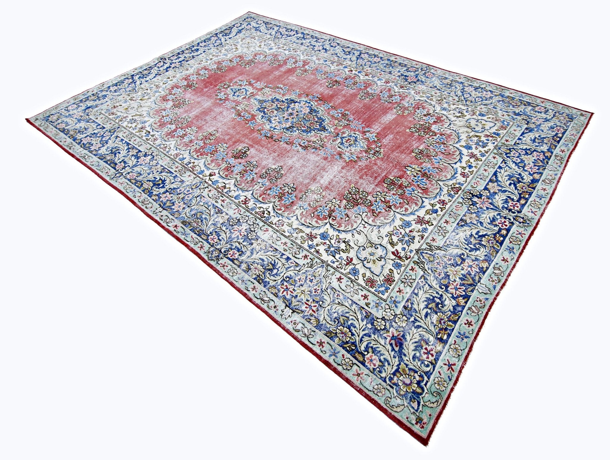 Handmade Vintage Persian Kerman Rug | 307 x 207 cm | 10'1" x 6'9" - Najaf Rugs & Textile