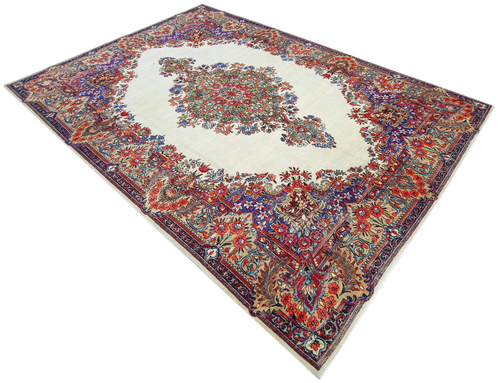 Handmade Vintage Persian Kerman Rug | 321 x 215 cm | 10'6" x 7' - Najaf Rugs & Textile