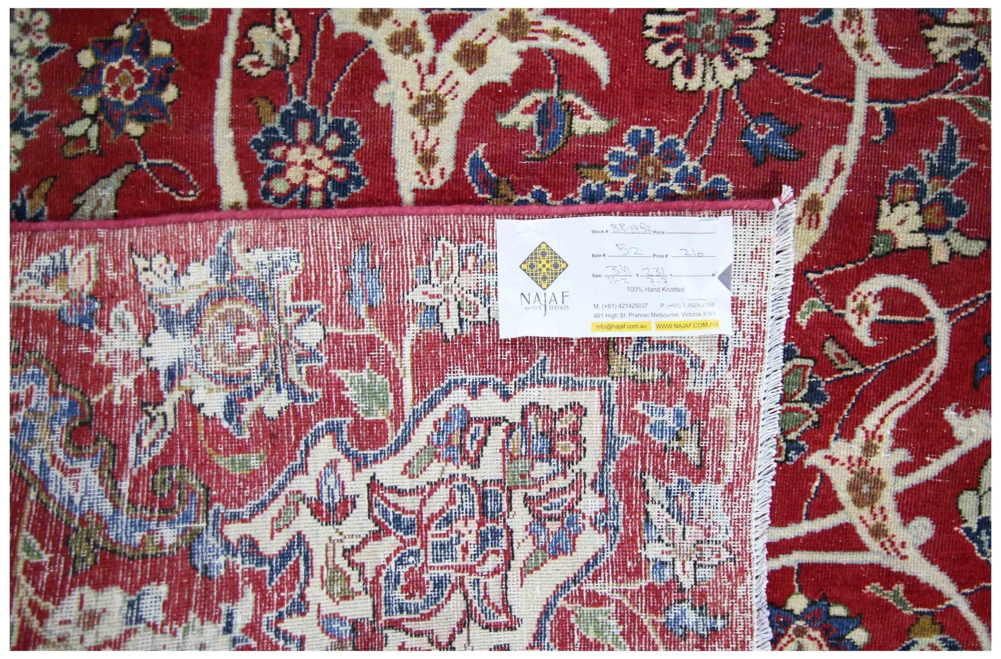 Handmade Vintage Persian Kerman Rug | 341 x 231 cm | 11'2" x 7'7" - Najaf Rugs & Textile