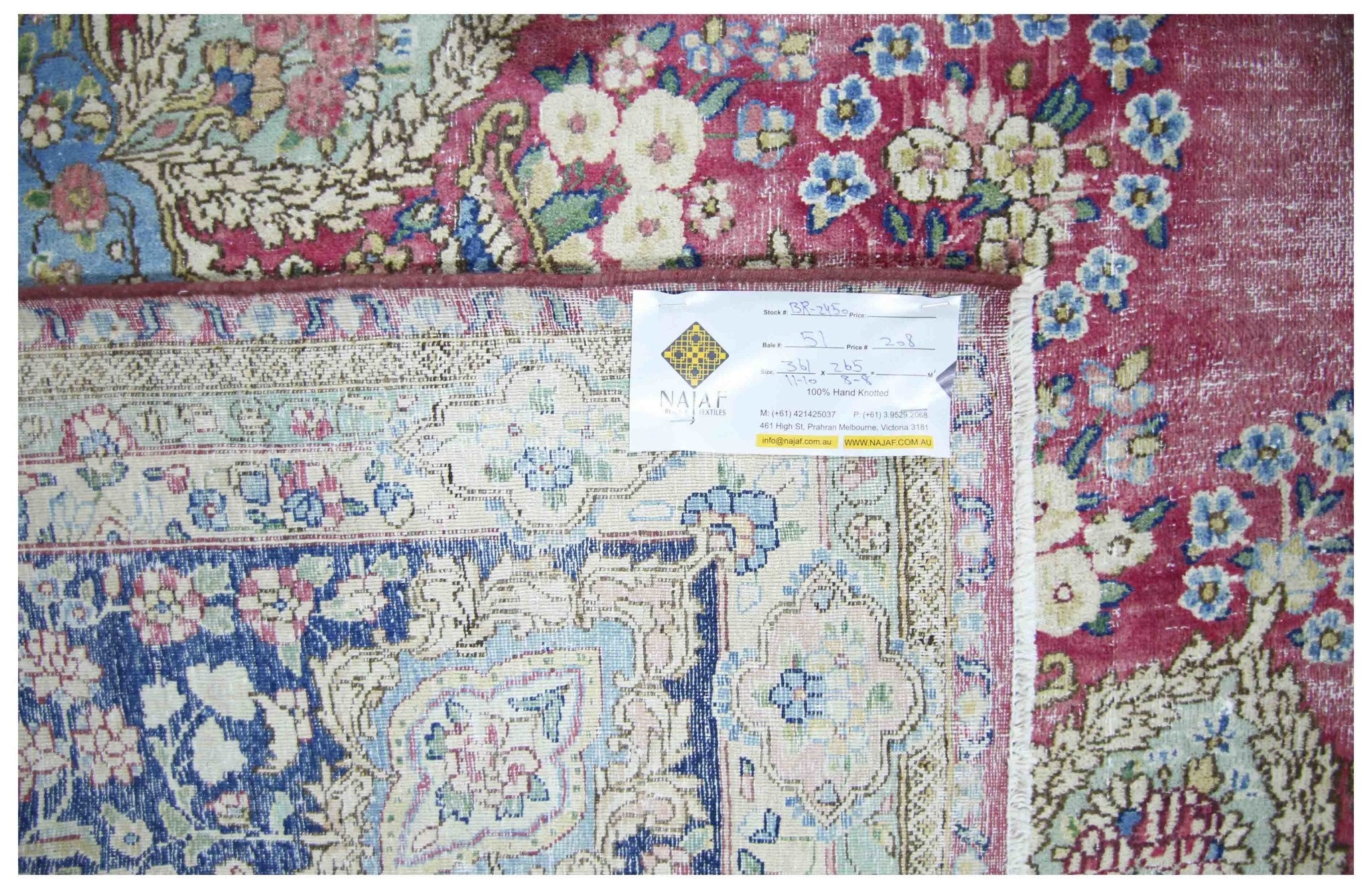 Handmade Vintage Persian Kerman Rug | 361 x 265 cm | 11'10" x 8'8" - Najaf Rugs & Textile