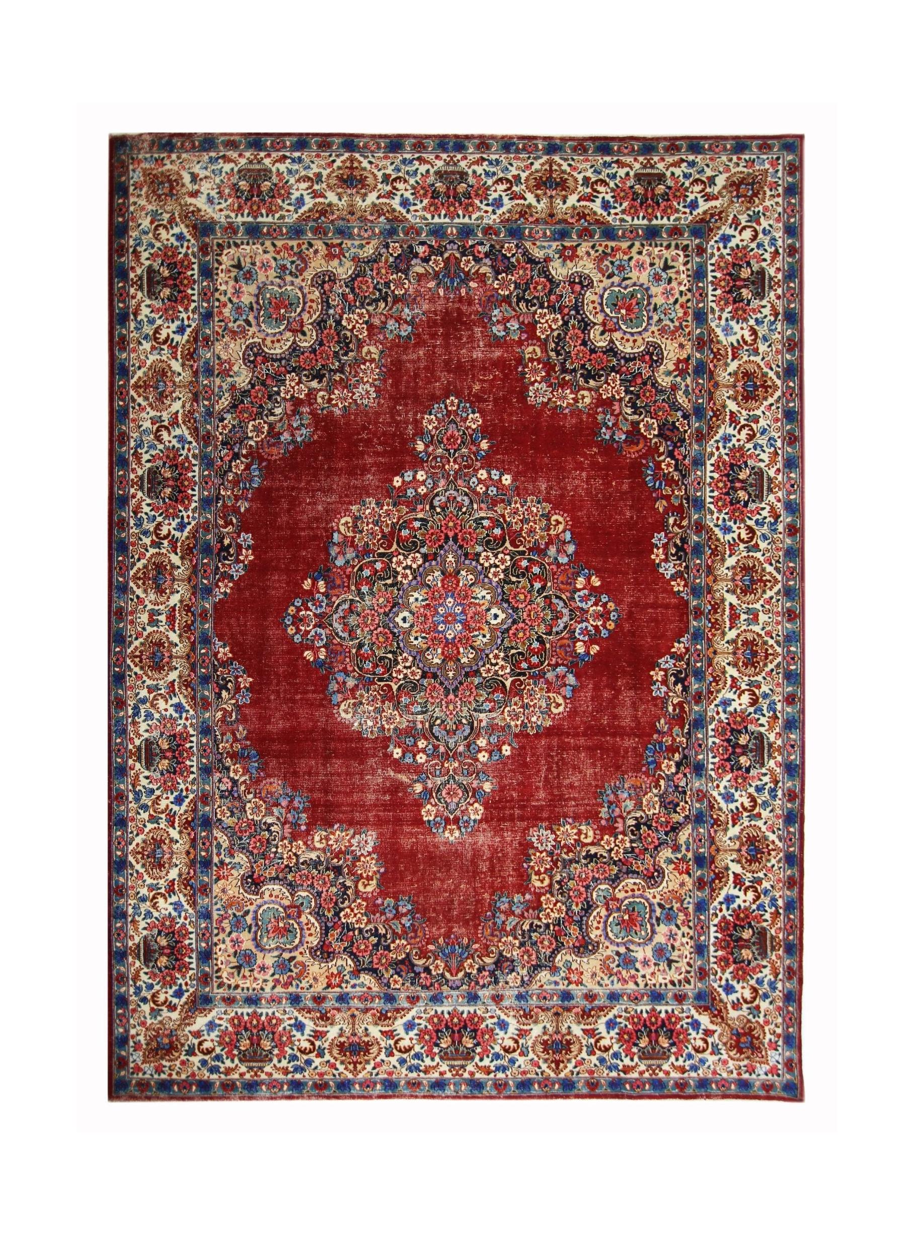 Handmade Vintage Persian Kerman Rug | 370 x 263 cm | 12'2" x 8'8" - Najaf Rugs & Textile