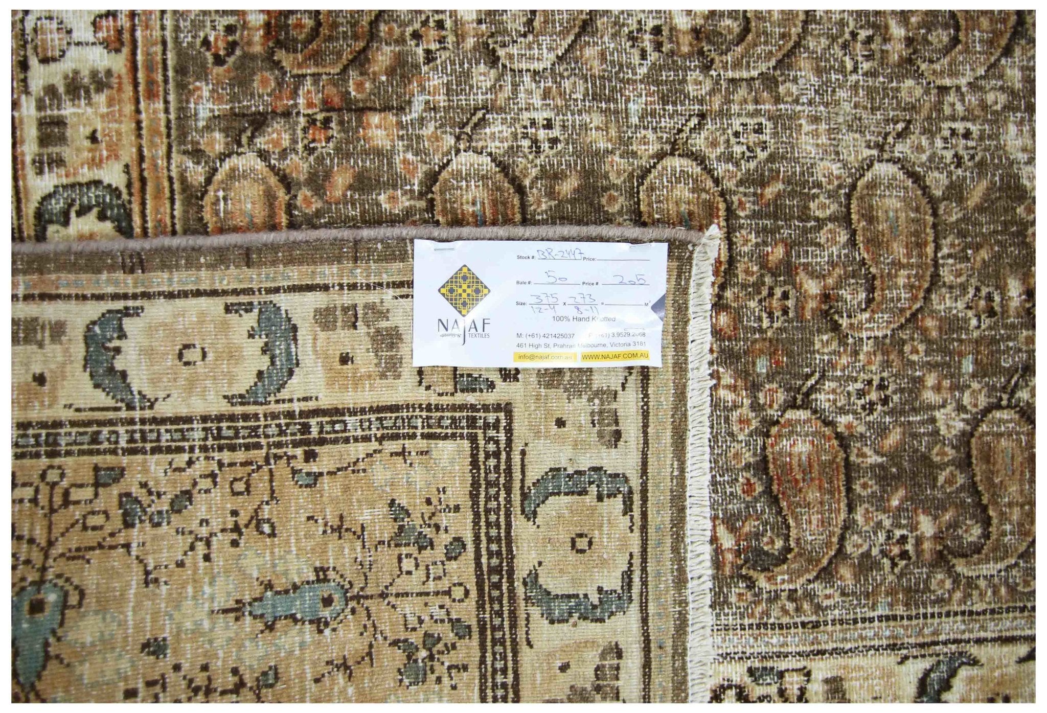 Handmade Vintage Persian Kerman Rug | 375 x 273 cm | 12'4" x 8'11" - Najaf Rugs & Textile
