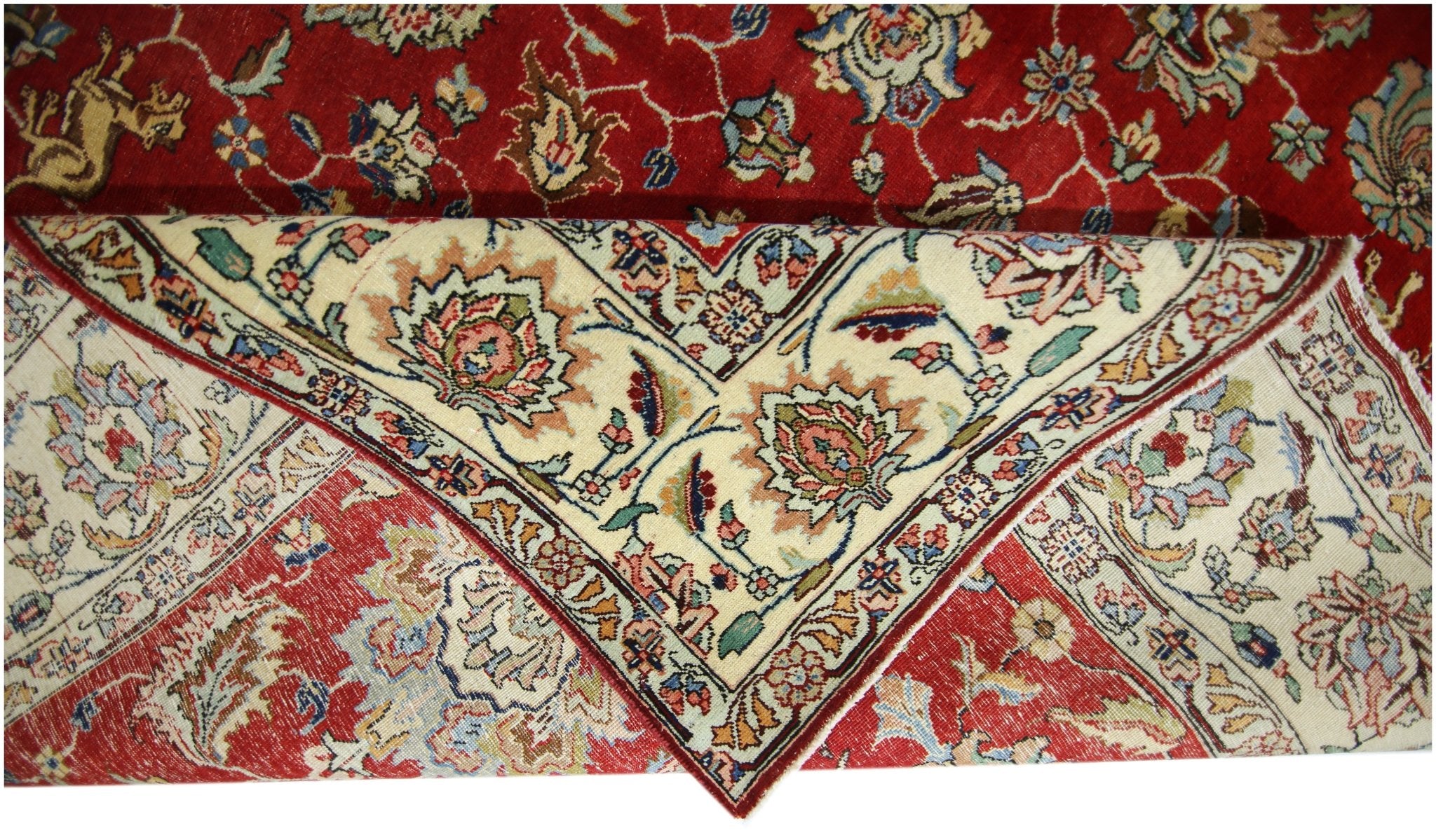 Handmade Vintage Persian Kerman Rug | 376 x 259 cm | 12'4" x 8'6" - Najaf Rugs & Textile
