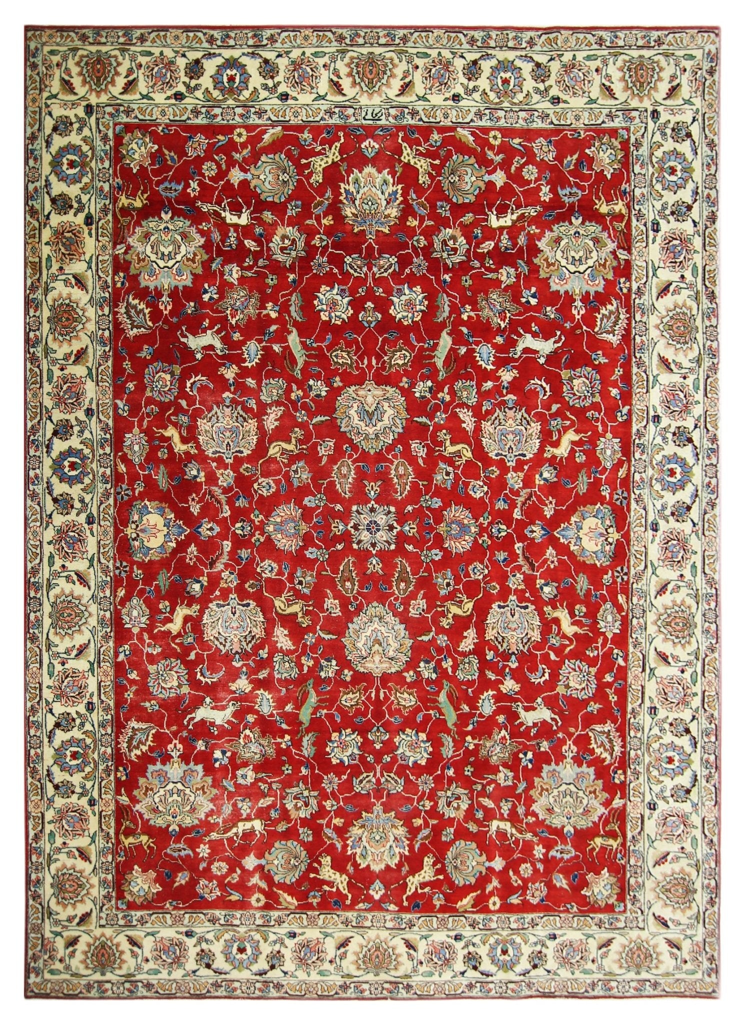 Handmade Vintage Persian Kerman Rug | 376 x 259 cm | 12'4" x 8'6" - Najaf Rugs & Textile