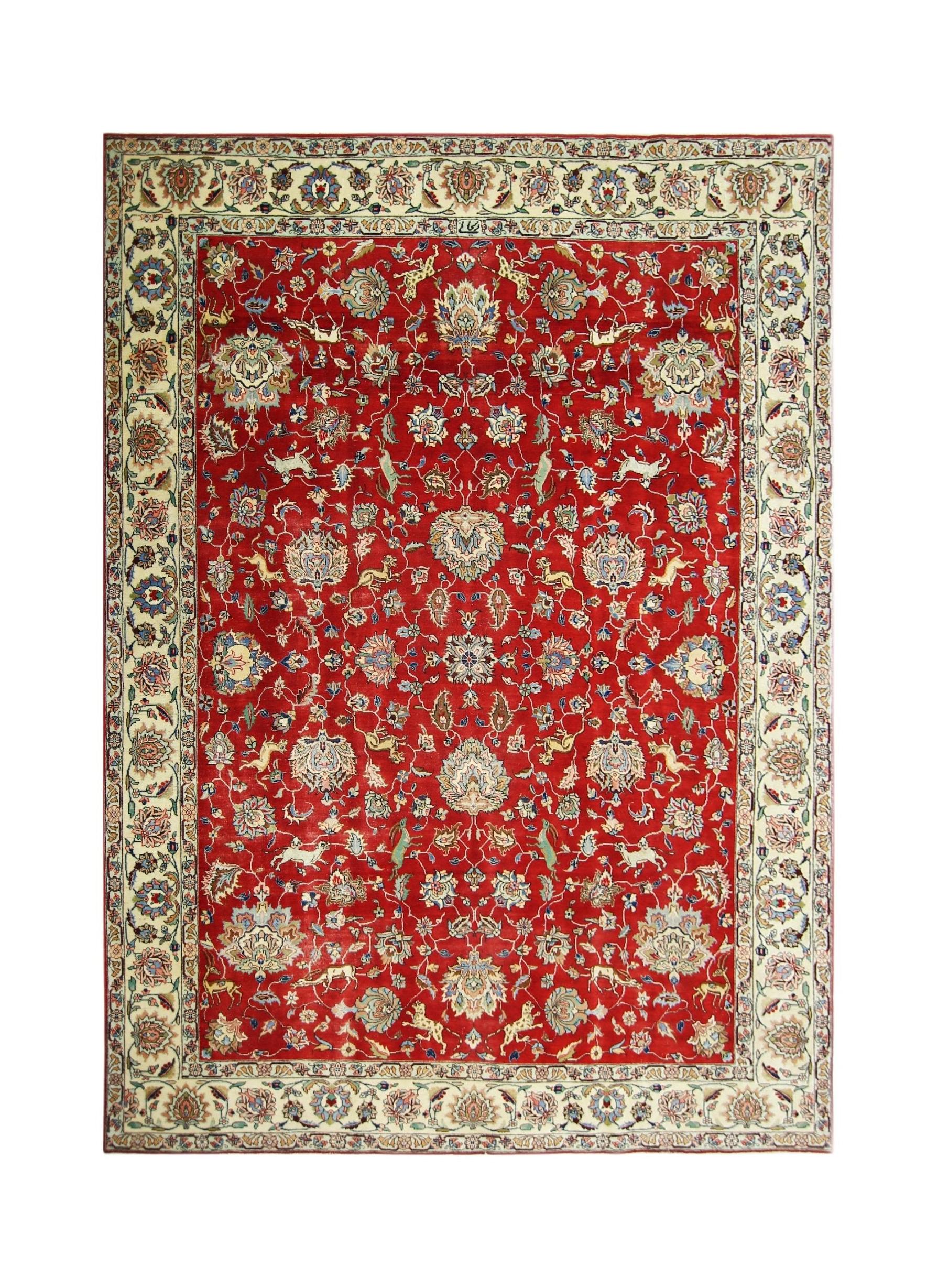 Handmade Vintage Persian Kerman Rug | 376 x 259 cm | 12'4" x 8'6" - Najaf Rugs & Textile