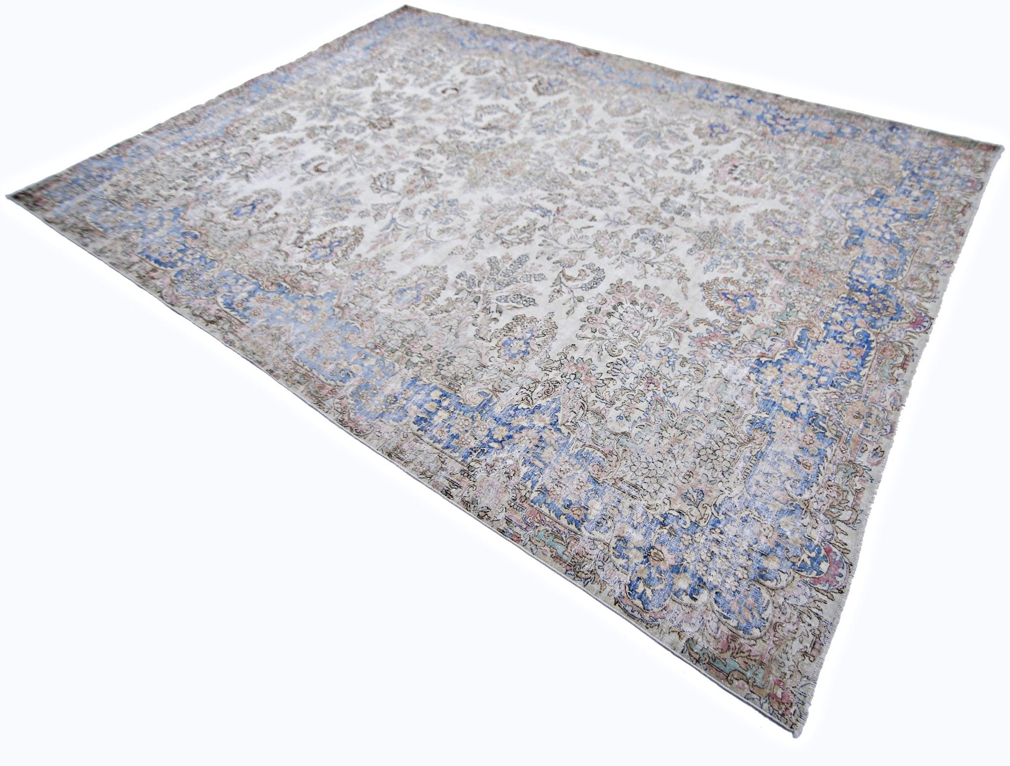 Handmade Vintage Persian Kerman Rug | 377 x 266 cm | 12'5" x 8'9" - Najaf Rugs & Textile