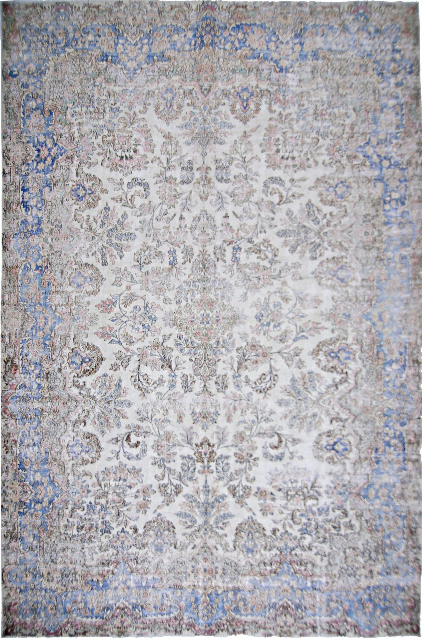 Handmade Vintage Persian Kerman Rug | 377 x 266 cm | 12'5" x 8'9" - Najaf Rugs & Textile