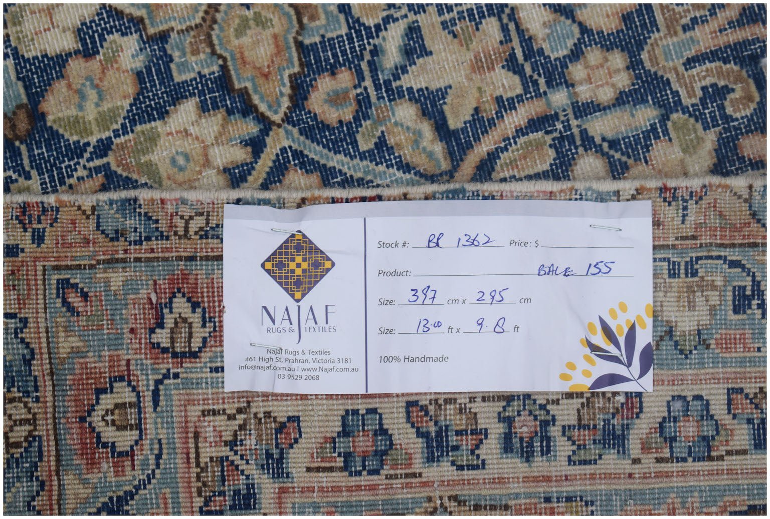 Handmade Vintage Persian Kerman Rug | 397 x 295 cm | 13' x 9'8" - Najaf Rugs & Textile