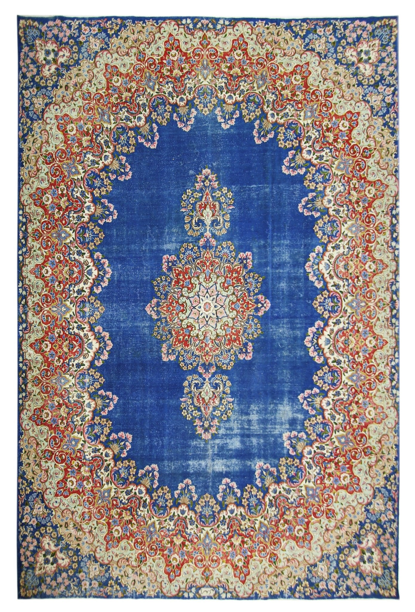 Handmade Vintage Persian Kerman Rug | 401 x 296 cm | 13'2" x 9'9" - Najaf Rugs & Textile