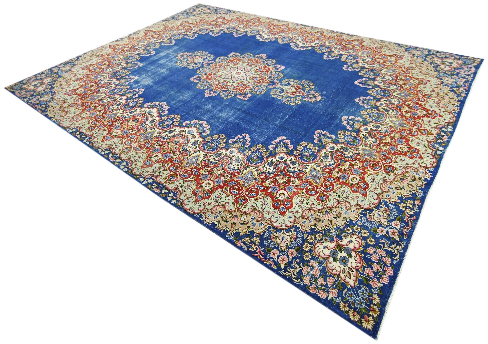 Handmade Vintage Persian Kerman Rug | 401 x 296 cm | 13'2" x 9'9" - Najaf Rugs & Textile